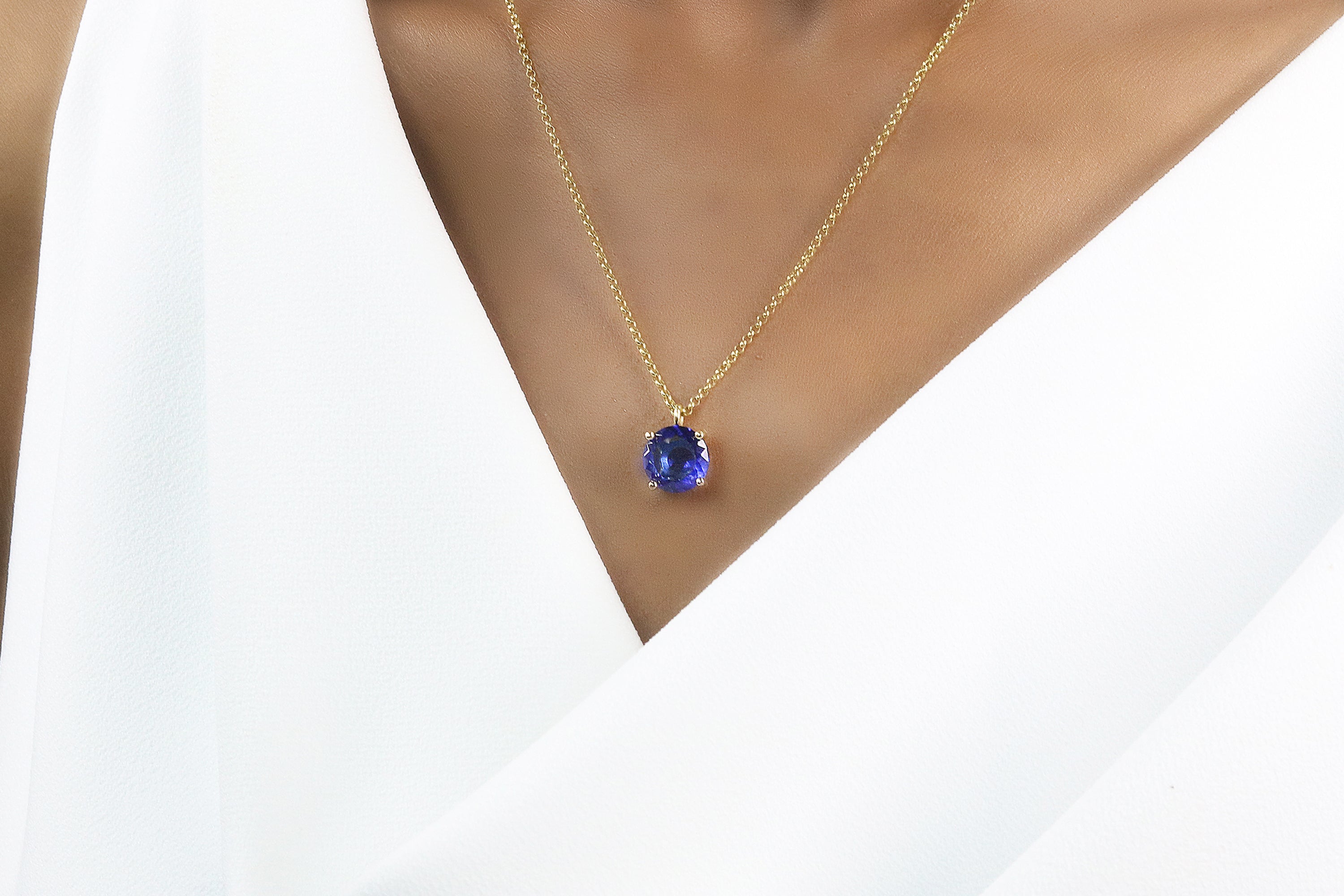 Blue Sapphire Gold Filled Pendant Necklace necklaces Anemone Unique