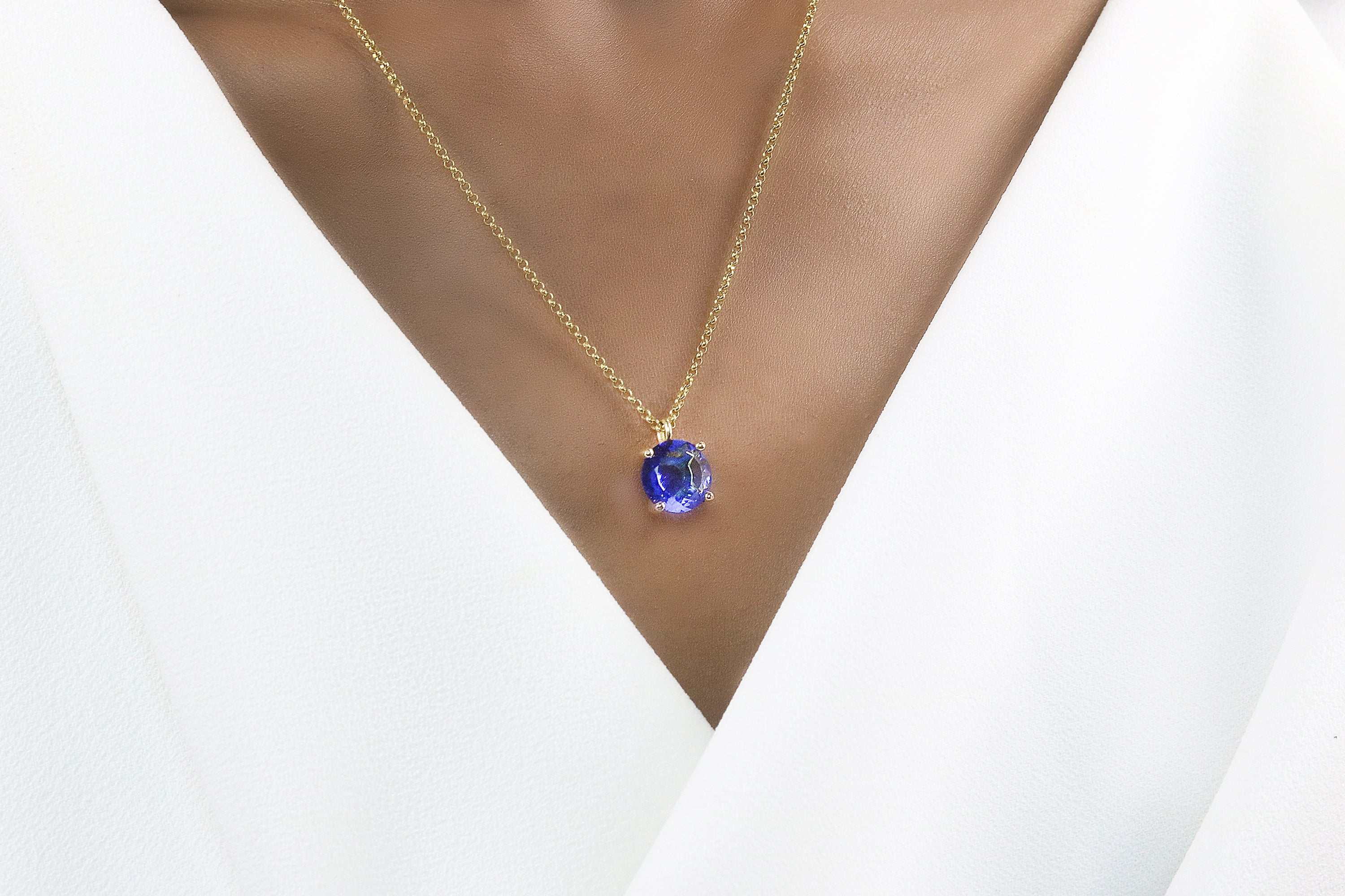 Blue Sapphire Gold Filled Pendant Necklace necklaces Anemone Unique