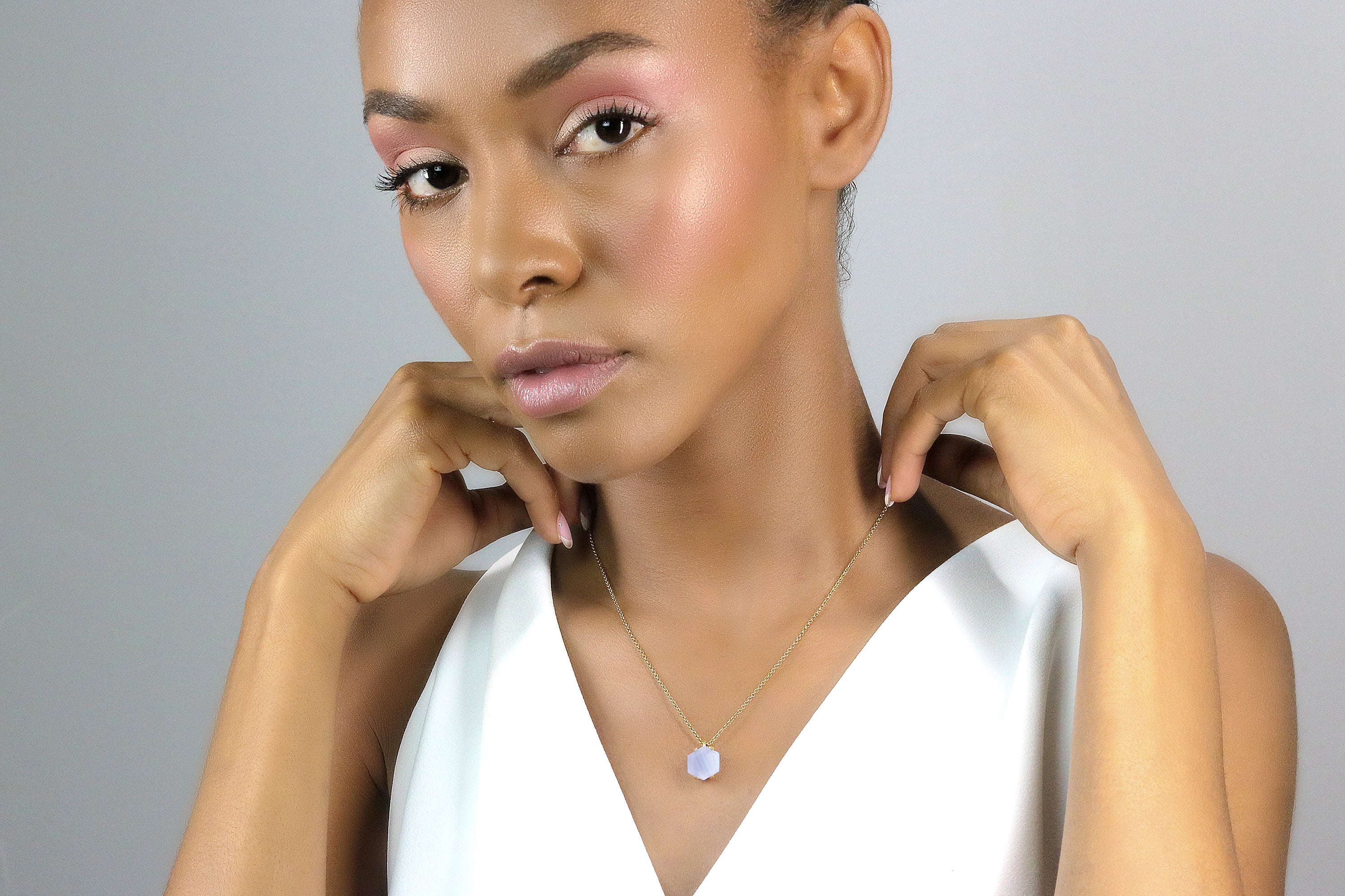 Gold Lace Agate Pendant Necklace necklaces Anemone Unique