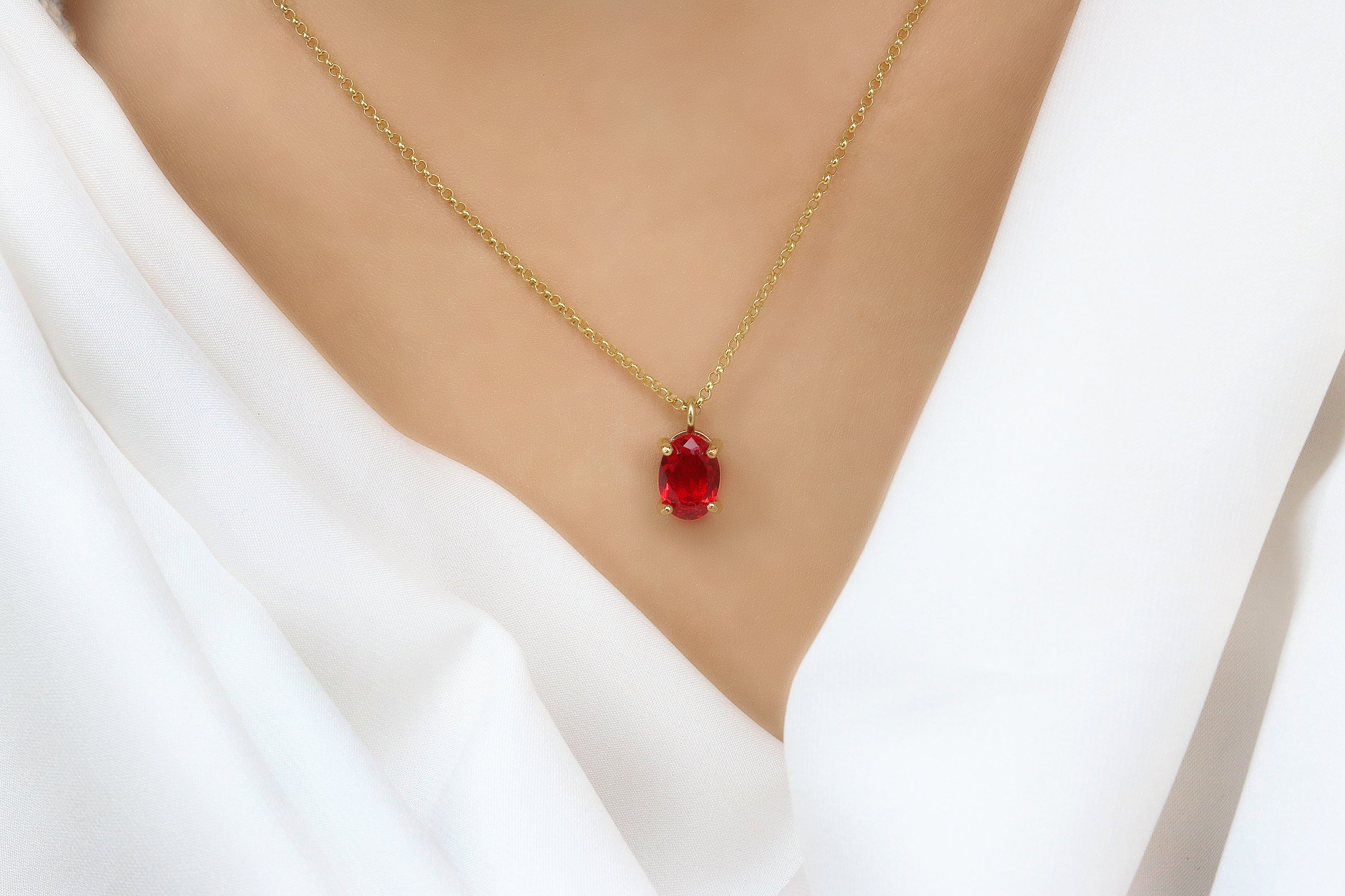 Fancy Ruby Sterling Silver Necklace necklaces Anemone Unique