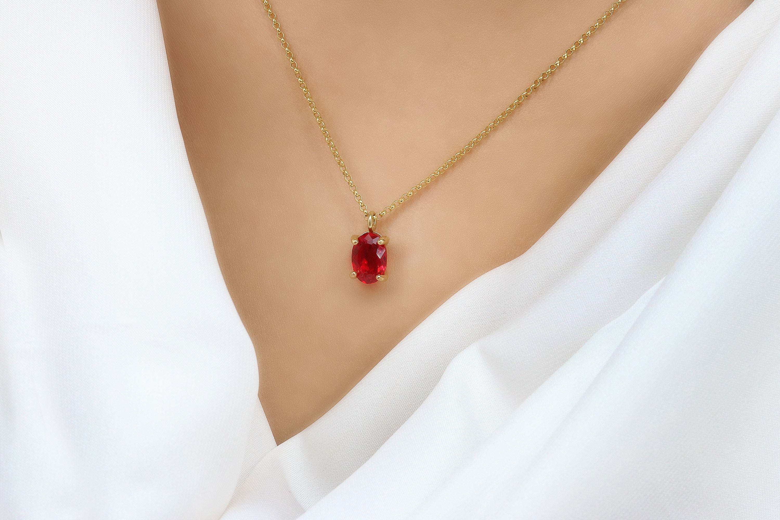 Rich Red Ruby Pendant Gold Necklace necklaces Anemone Unique