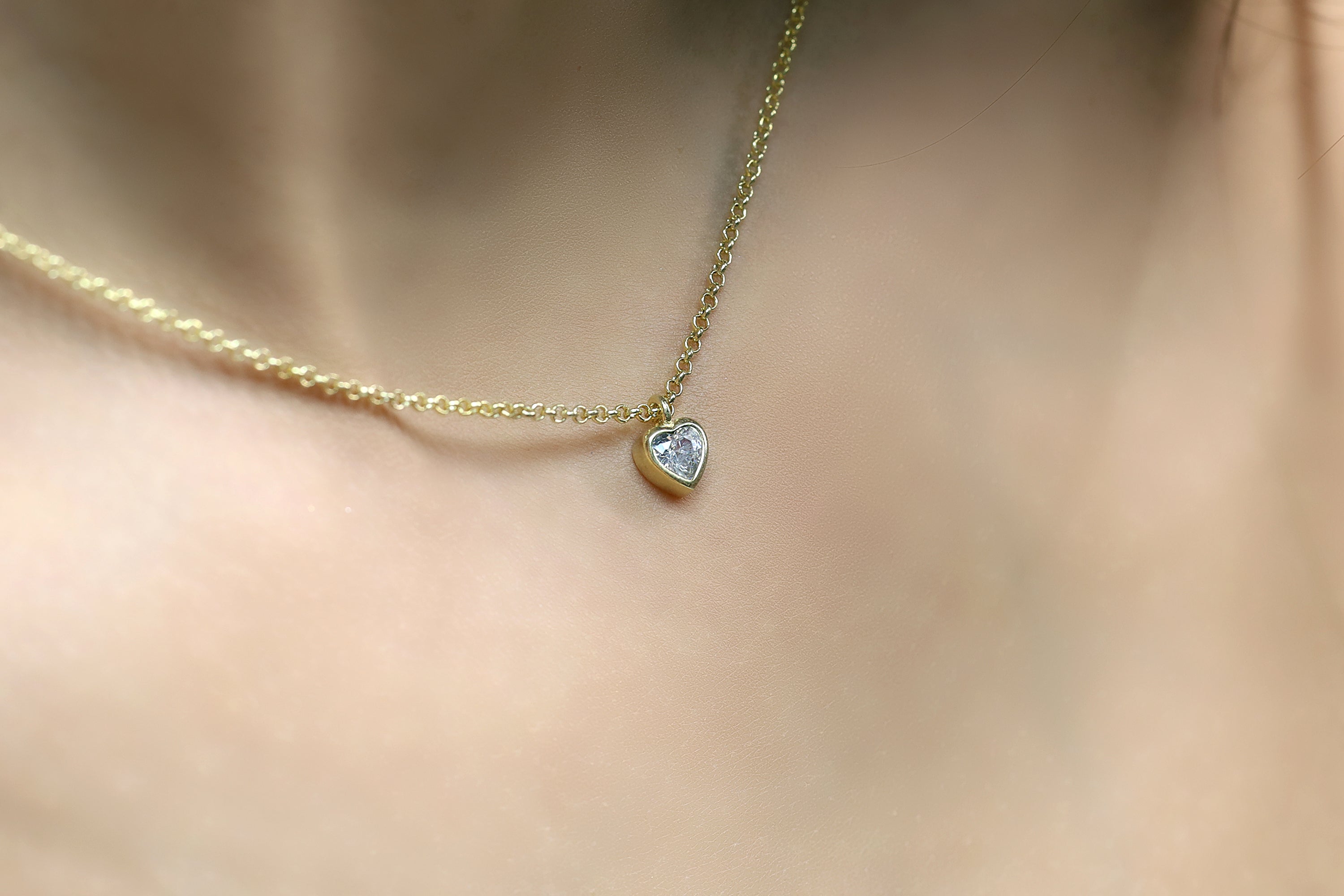 CZ Heart Charm Pendant Gold Necklace necklaces Anemone Unique