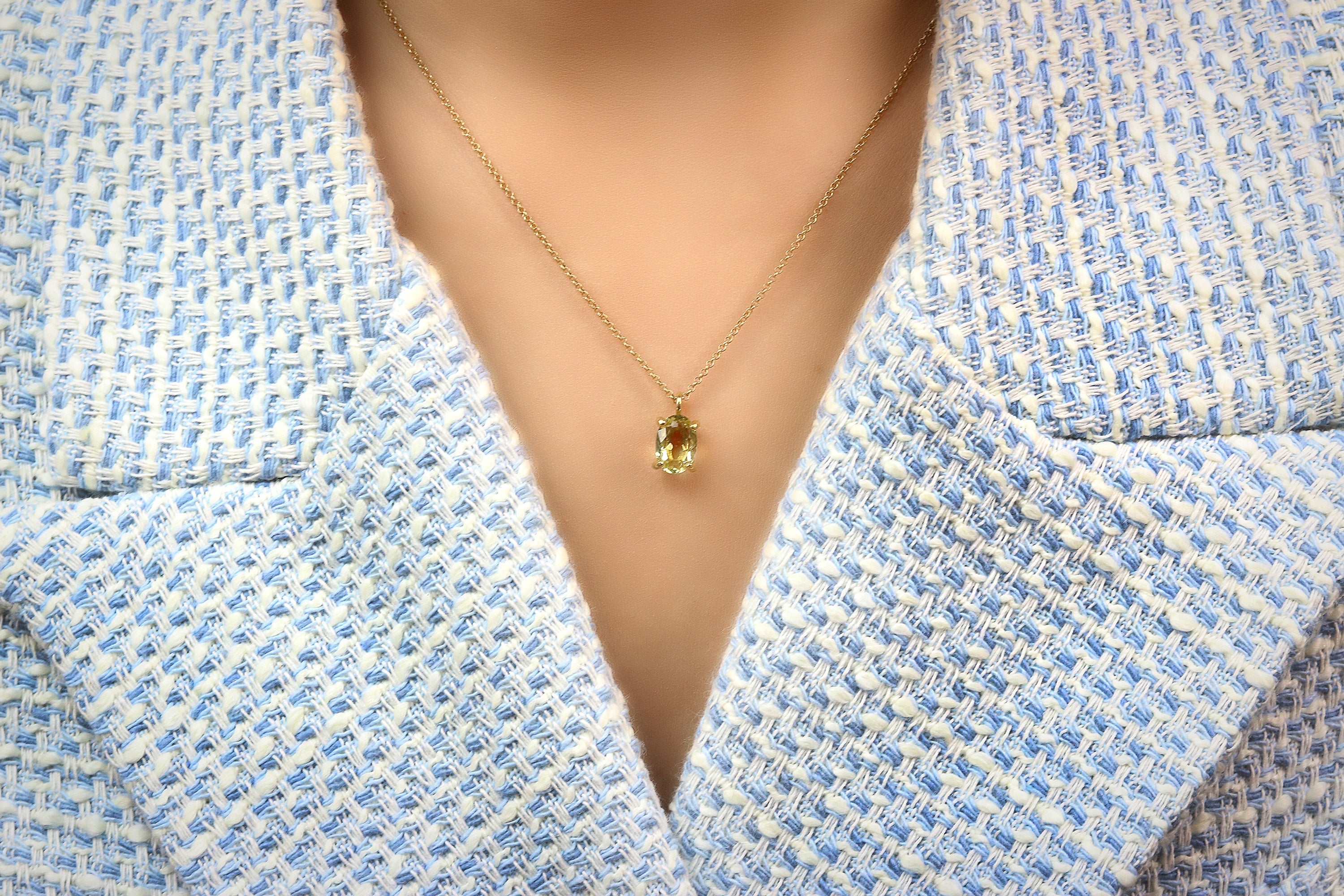 Lemon Quartz Crystal Gold Necklace necklaces Anemone Unique