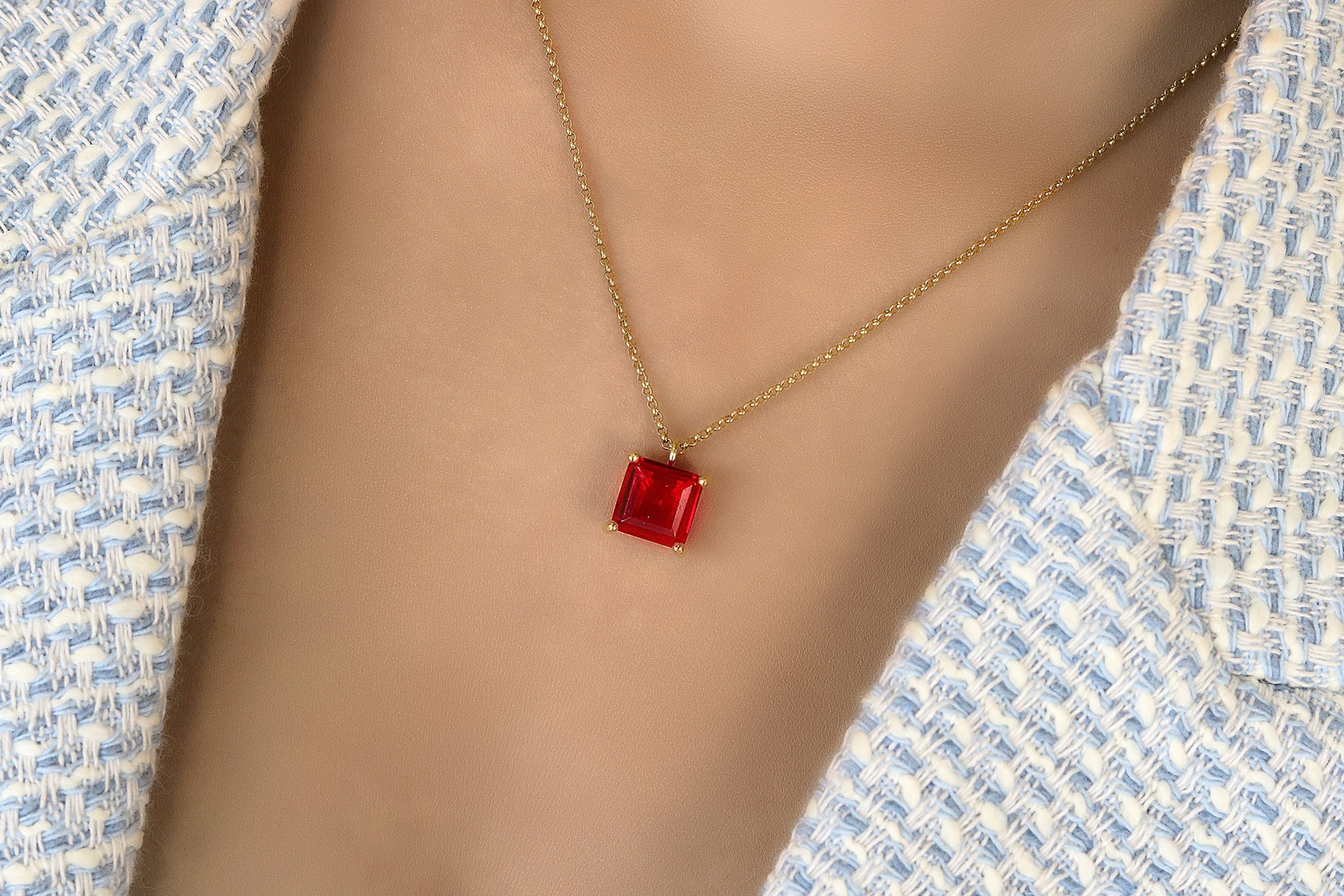 Vibrant Gold Filled Ruby Necklace necklaces Anemone Unique