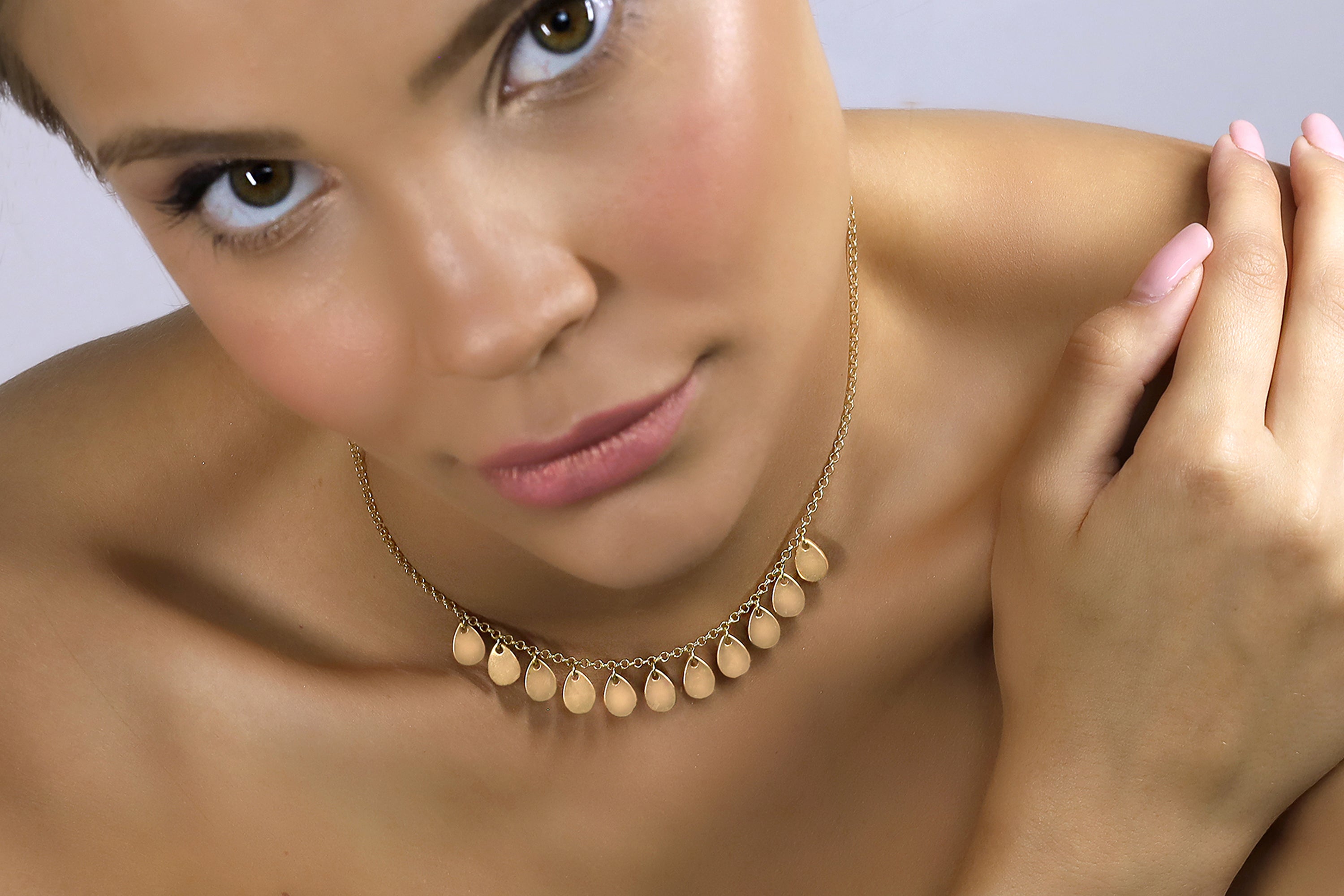 Pear Teardrop Charms Chain Gold Necklace necklaces Anemone Jewelry