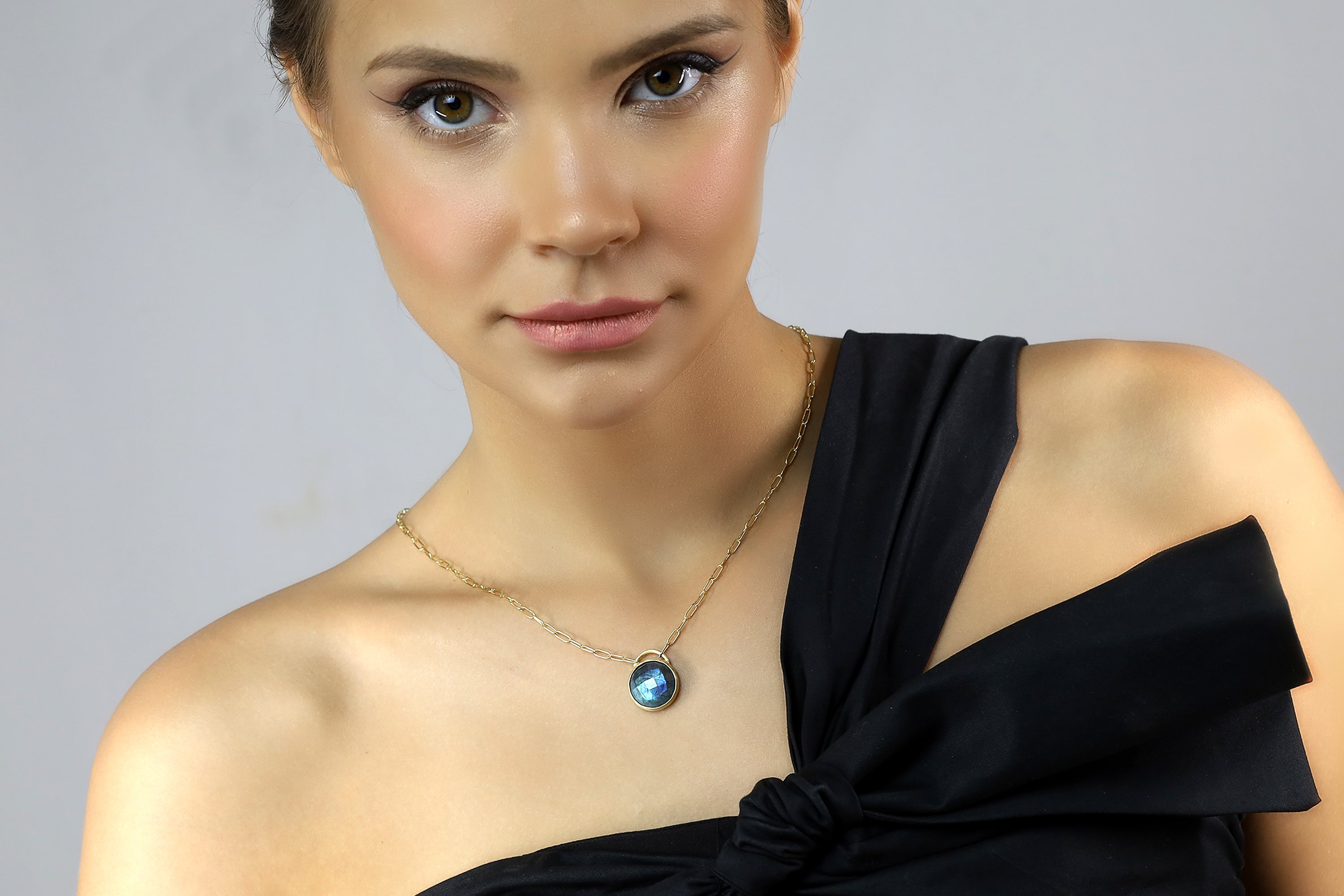 Purse Inspired Bezel Labradorite Pendant Necklace necklaces Anemone Limited