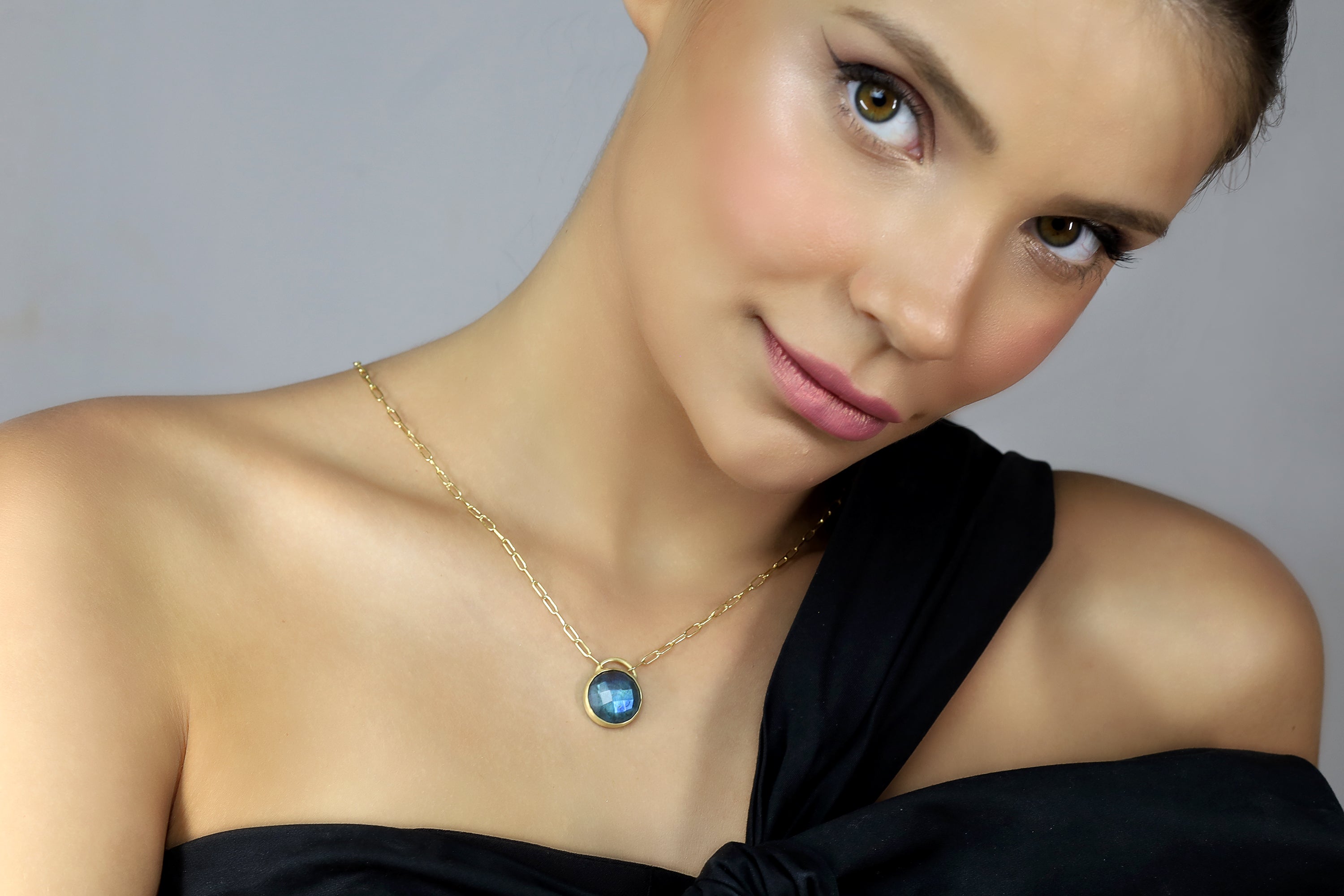 Purse Inspired Bezel Labradorite Pendant Necklace necklaces Anemone Limited