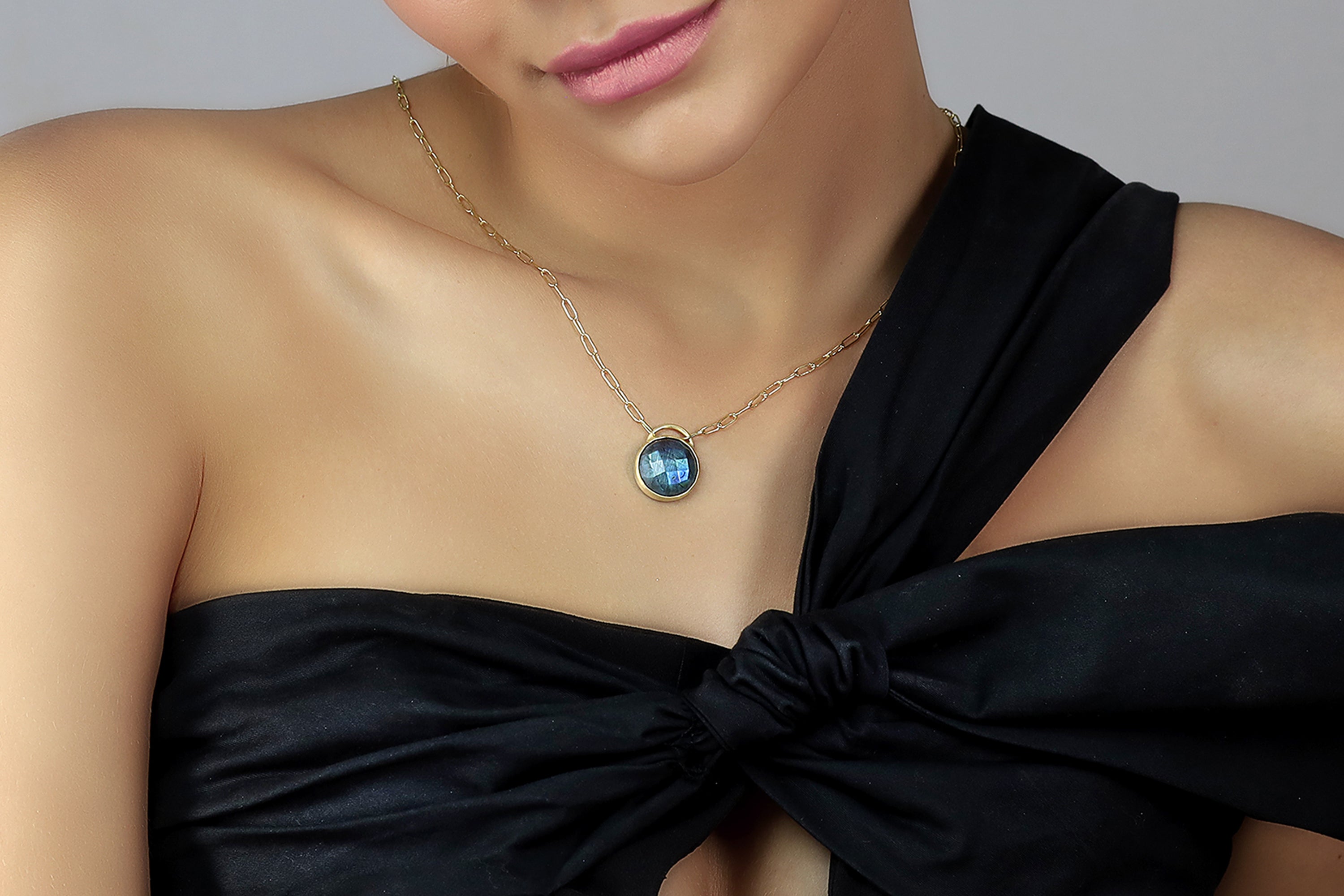 Purse Inspired Bezel Labradorite Pendant Necklace necklaces Anemone Limited