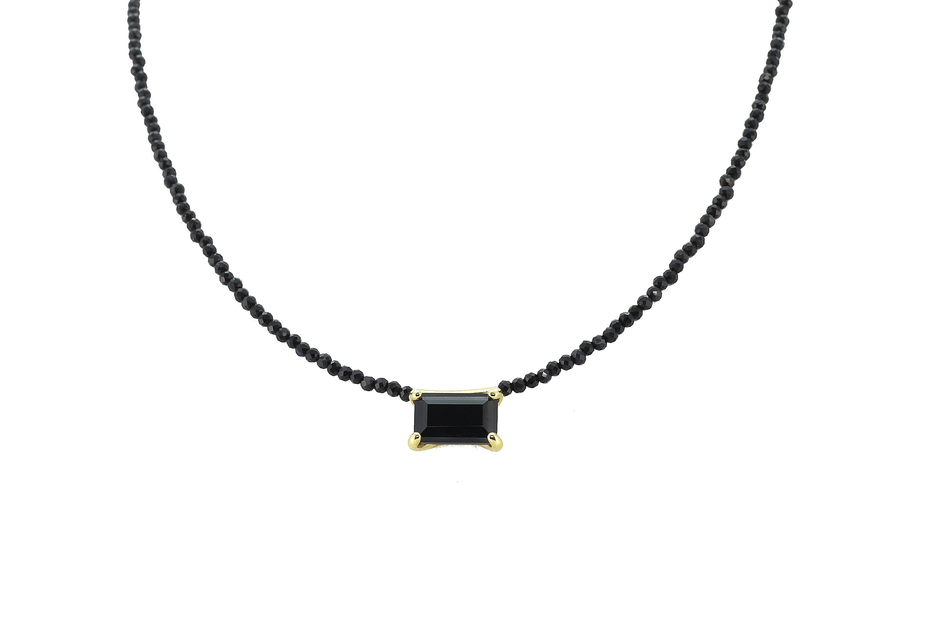 Spinel & Black Onyx Rectangle Pendant Gold Necklace necklaces Anemone Unique