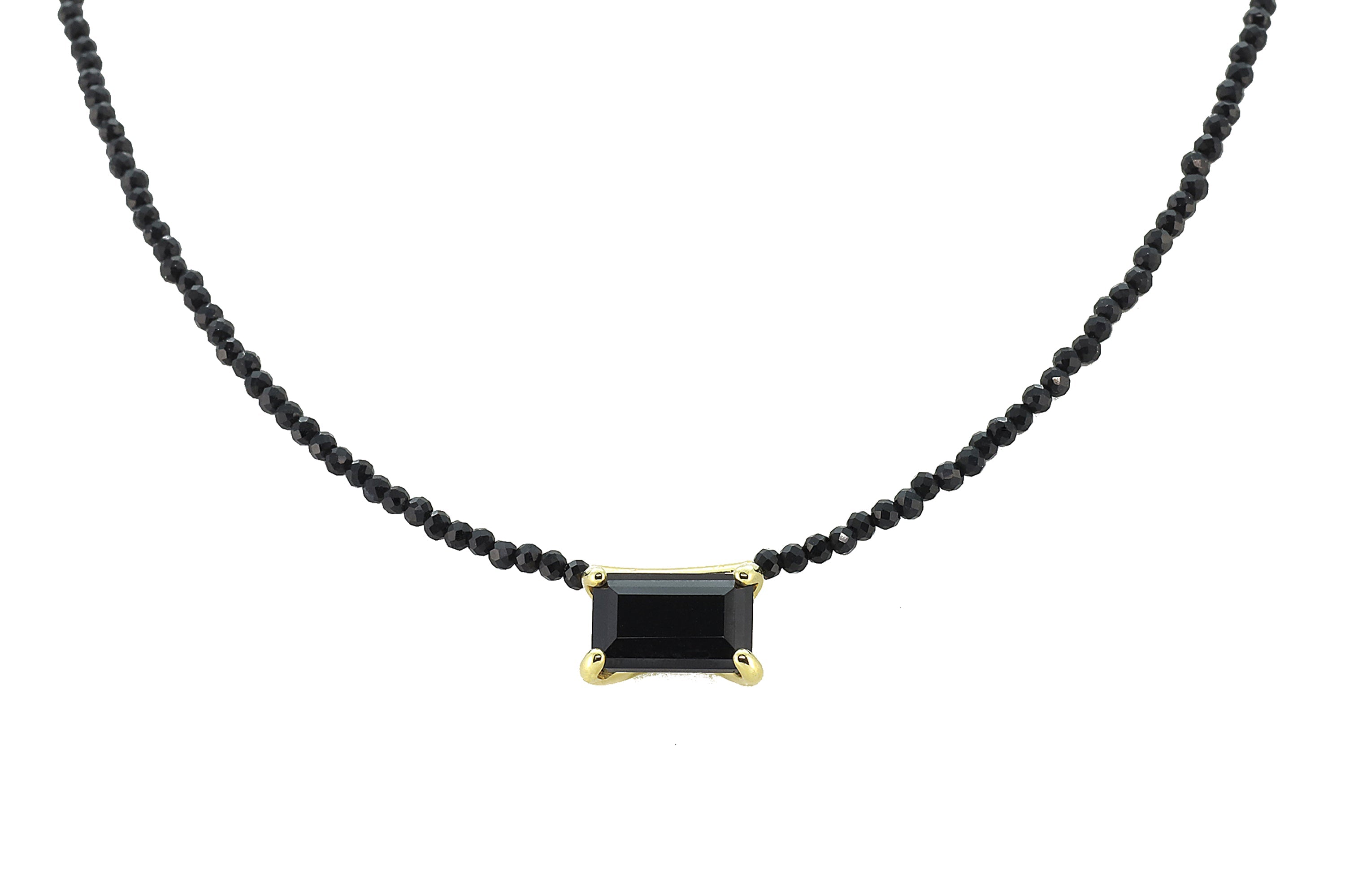 Spinel & Black Onyx Rectangle Pendant Gold Necklace necklaces Anemone Unique