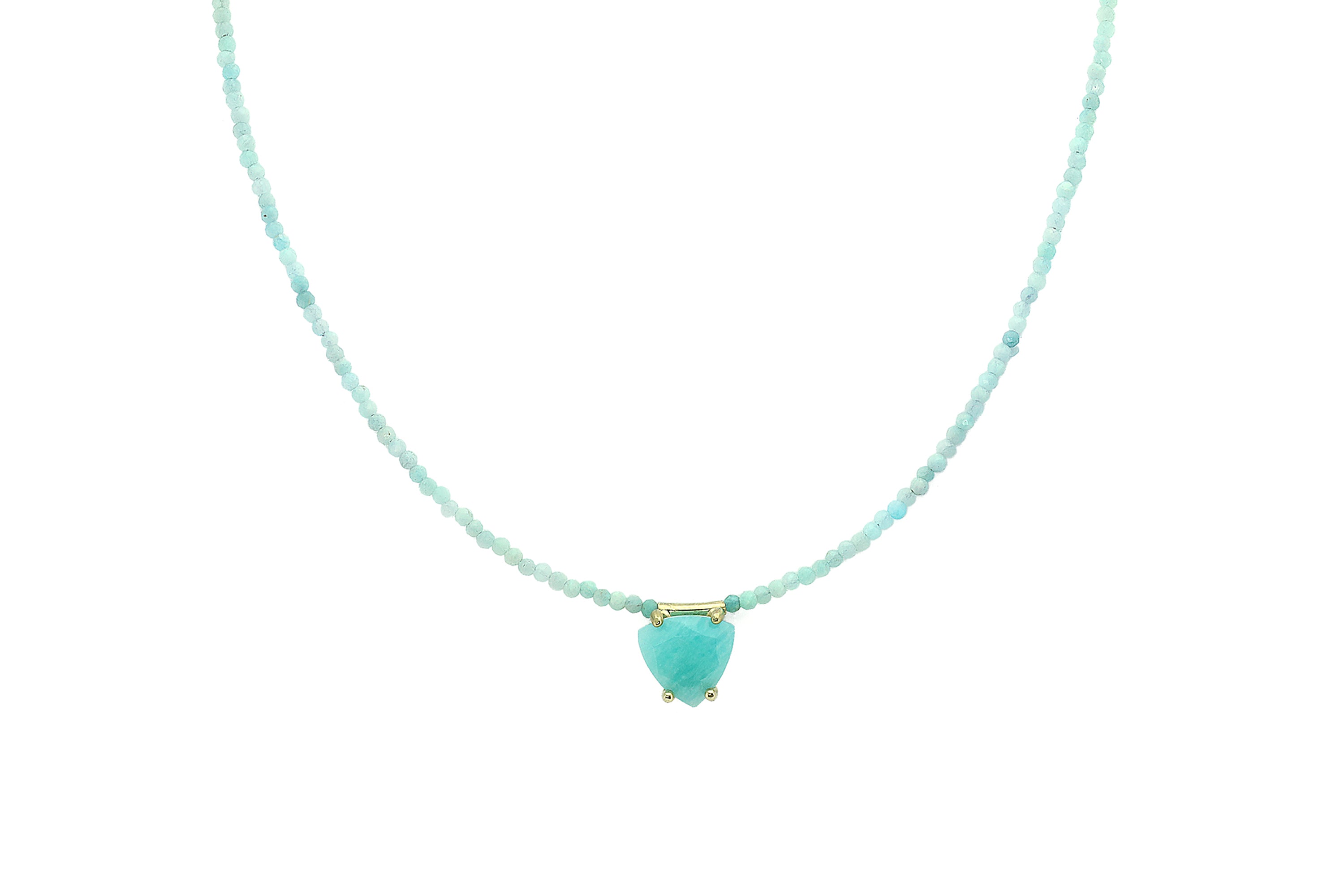 Amazonite Trillion Cut Pendant Gold Necklace necklaces Anemone Unique