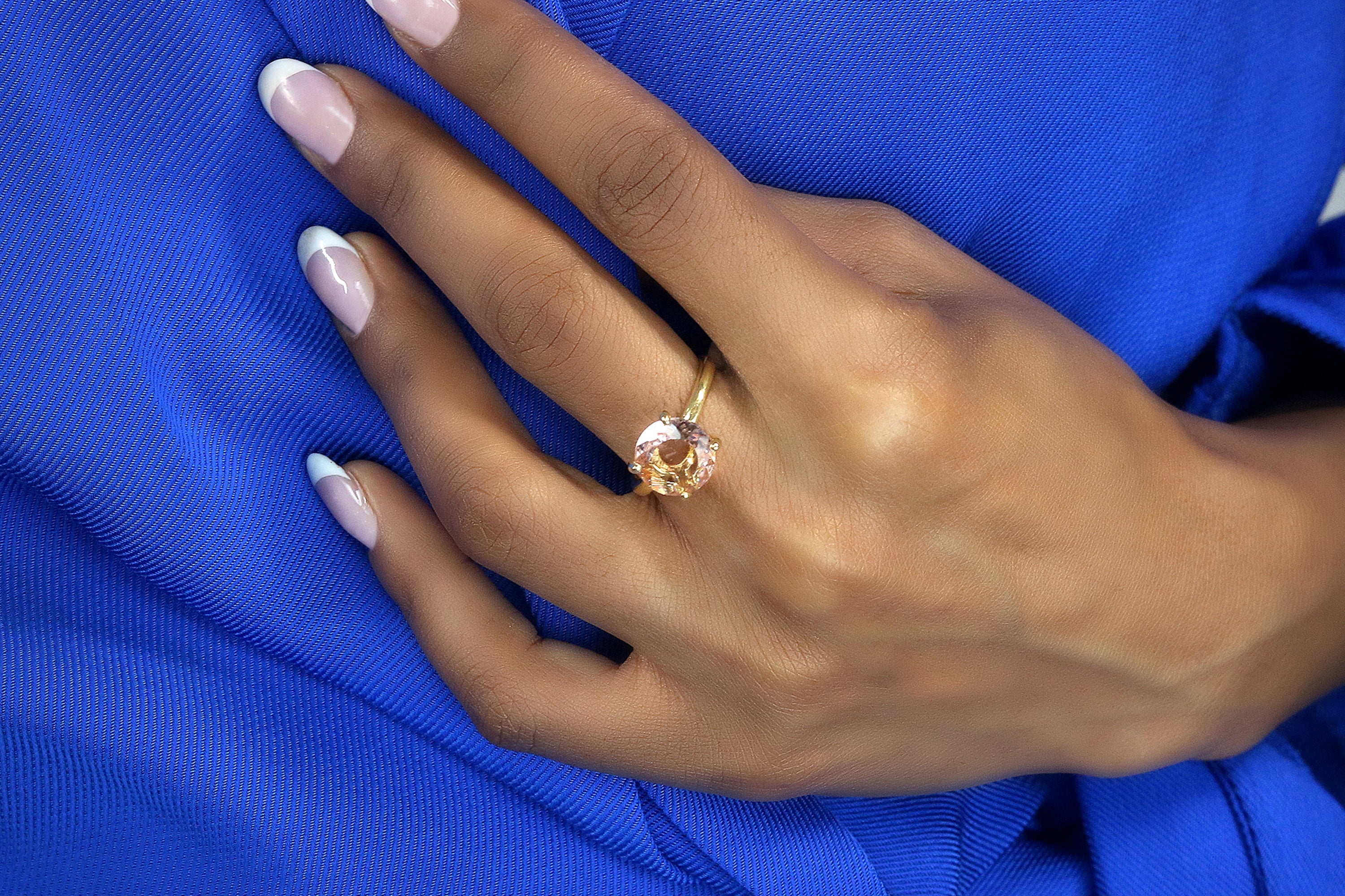 Round Crystal Morganite Gold Ring Rings Anemone Unique
