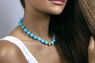 Turquoise Knotted Necklace with Single Brushed Gold Bead necklaces Anemone Jewelry