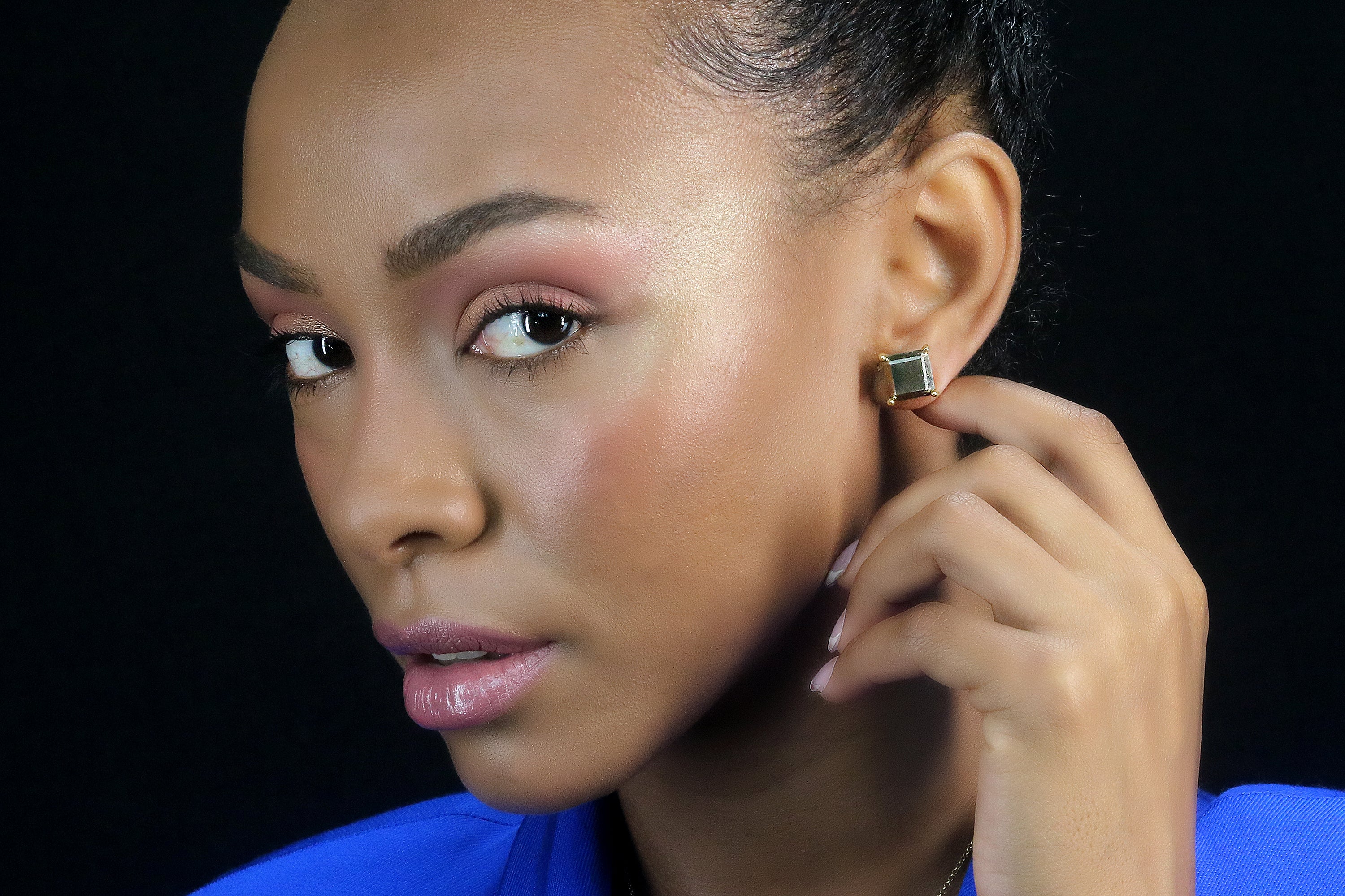 Square Pyrite Stone Gold Earrings Earrings Anemone Unique