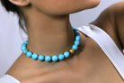 Turquoise Knotted Necklace with Single Brushed Gold Bead necklaces Anemone Jewelry