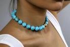 Turquoise Knotted Necklace with Single Brushed Gold Bead necklaces Anemone Jewelry