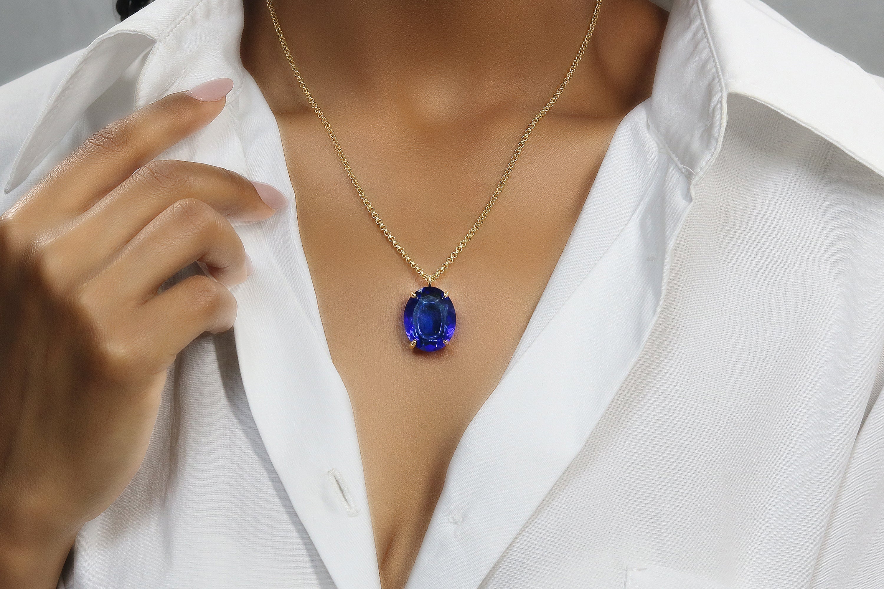 Sapphire Necklace in 14k Gold necklaces Anemone Jewelry