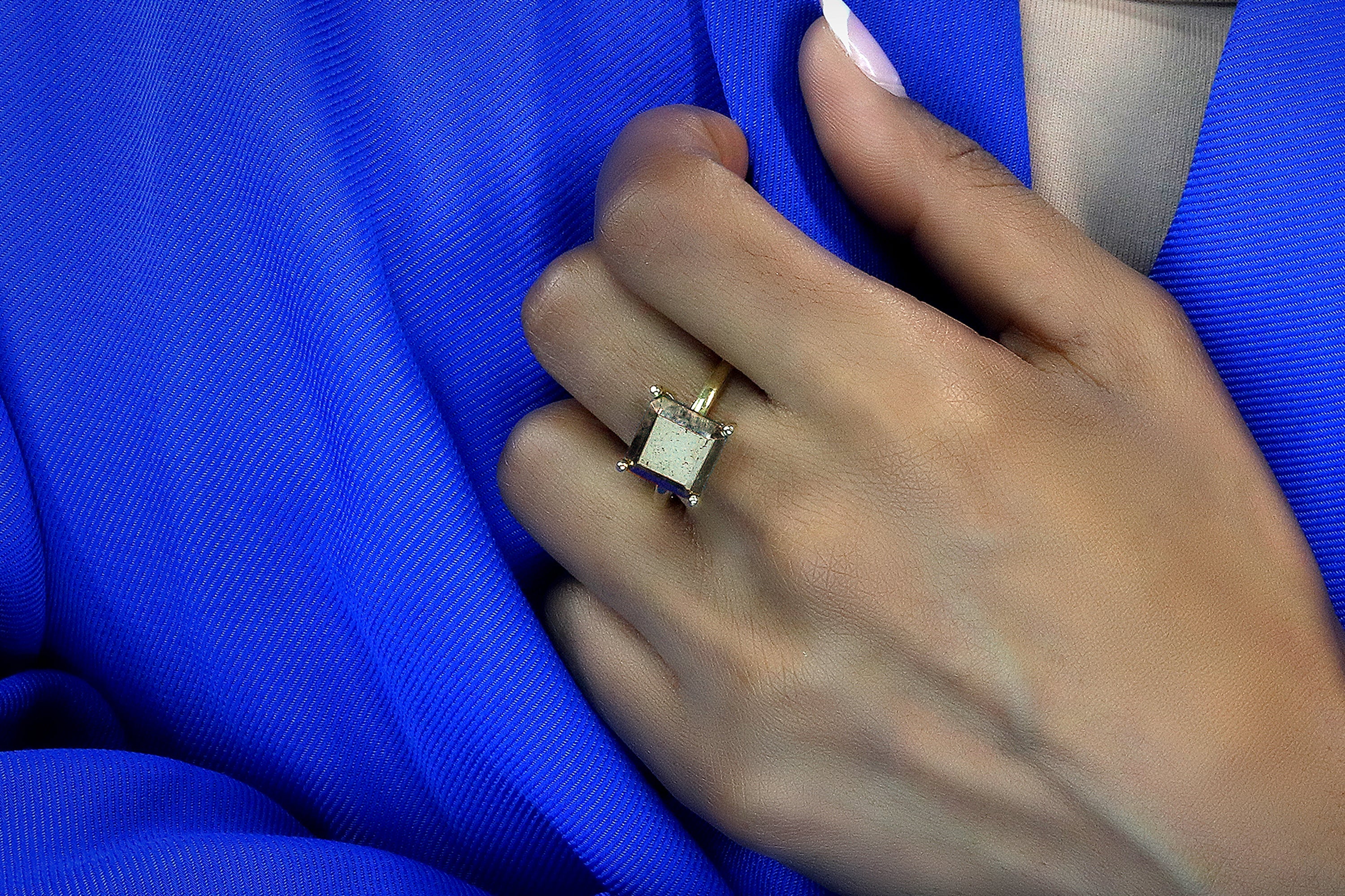 Pyrite Cocktail Ring in Silver Rings Anemone Unique