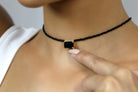 Spinel & Black Onyx Rectangle Pendant Gold Necklace necklaces Anemone Unique