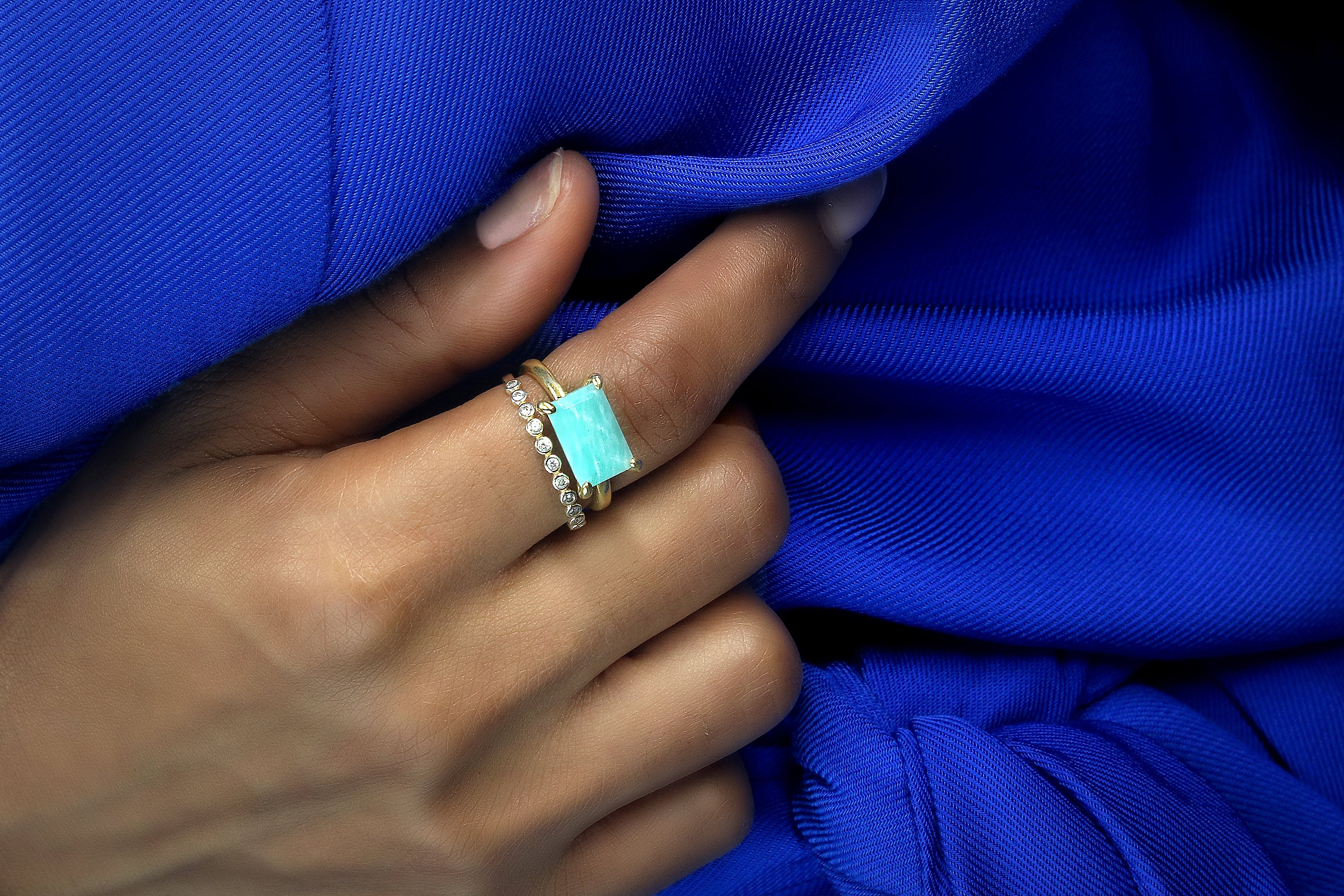 Vibrant Amazonite Stone Gold Ring Rings Anemone Unique