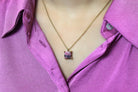 Square Rhodonite Pendant Necklace in Gold necklaces Anemone Unique
