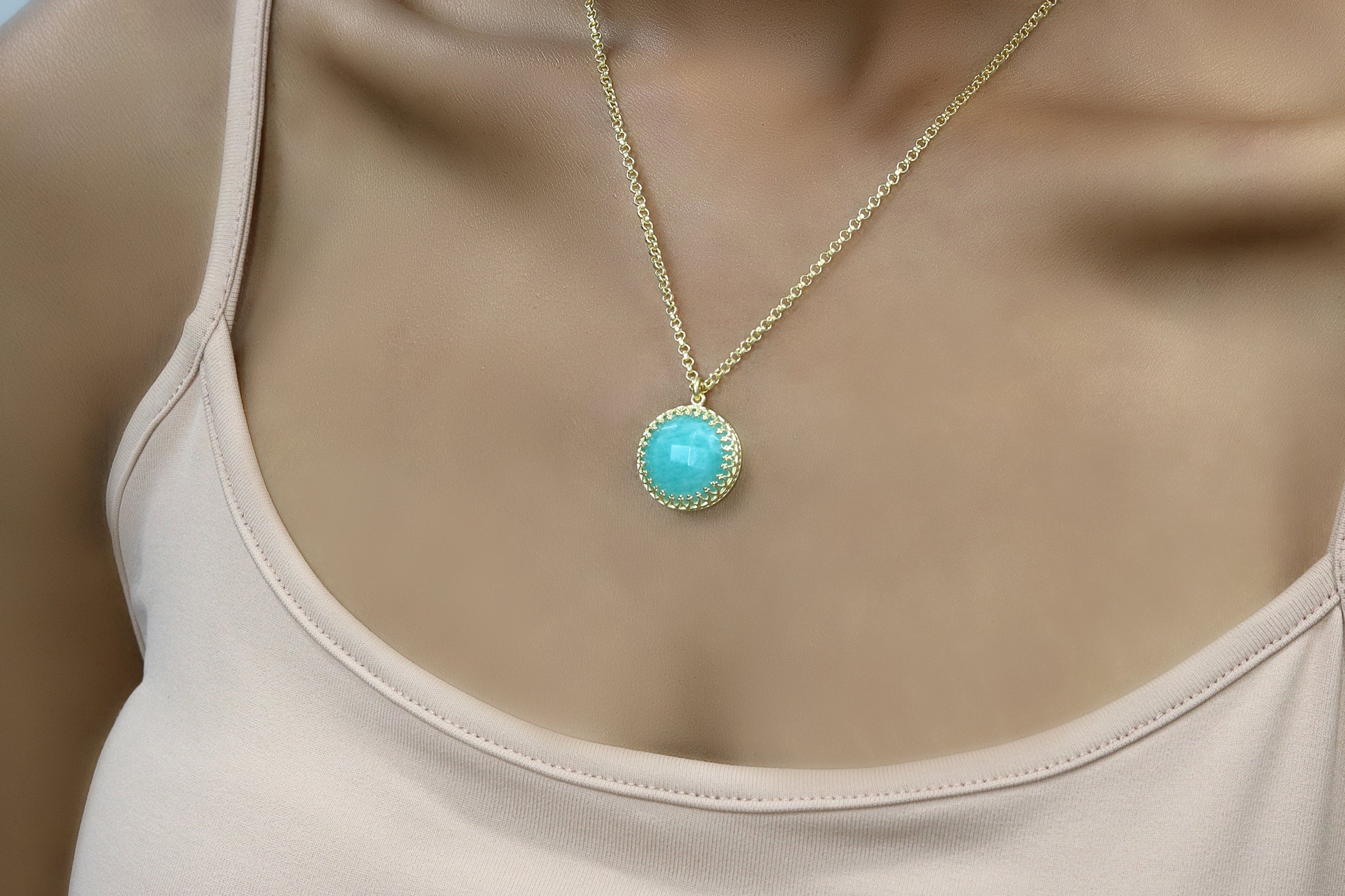 Sterling Silver Custom Amazonite Crystal Necklace necklaces Anemone Jewelry