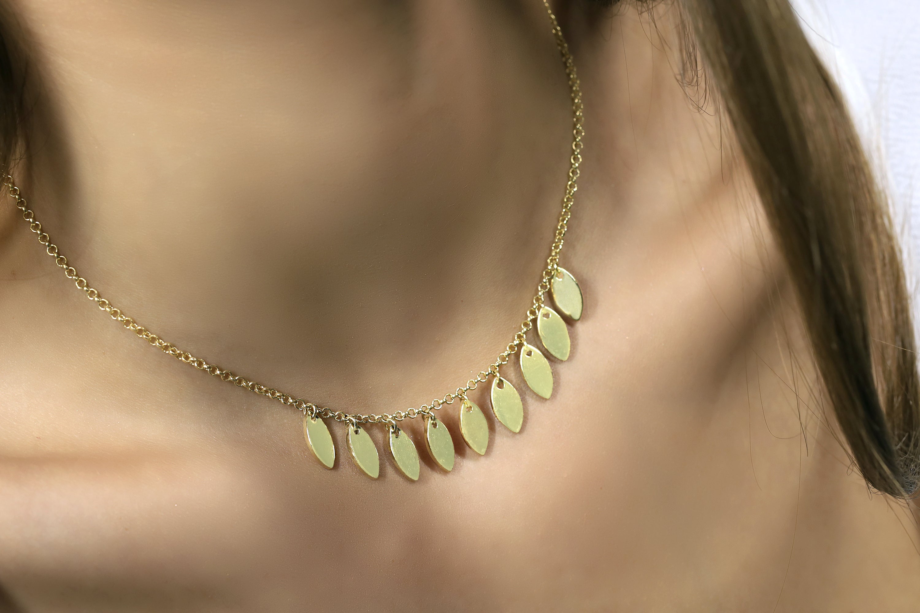 Gold Geometric Marquise Cut Charms Necklace necklaces Anemone Jewelry