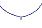 Dainty Cubic Zirconia Charm Necklace with Lapis Lazuli Beads necklaces Anemone Unique