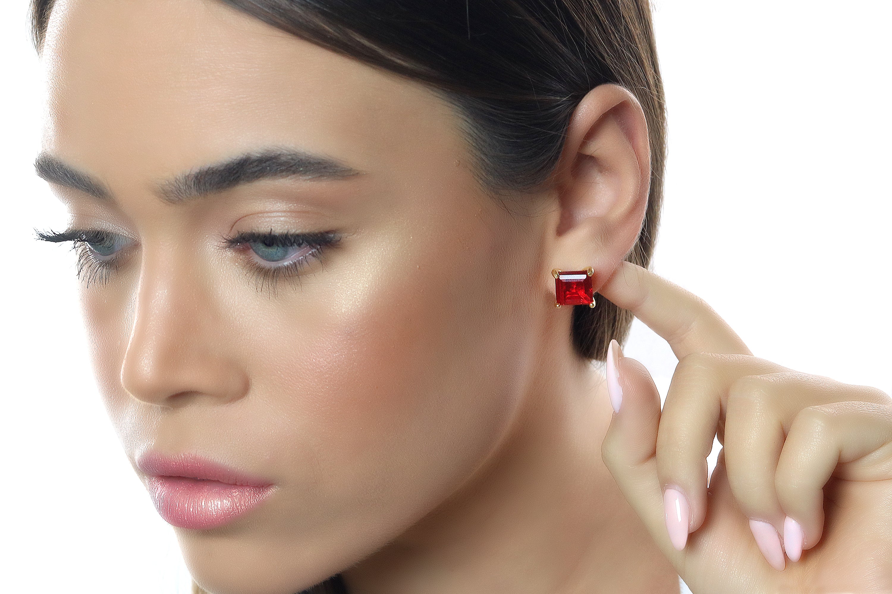 Sophisticated Ruby Earrings in Gold Earrings Anemone Unique