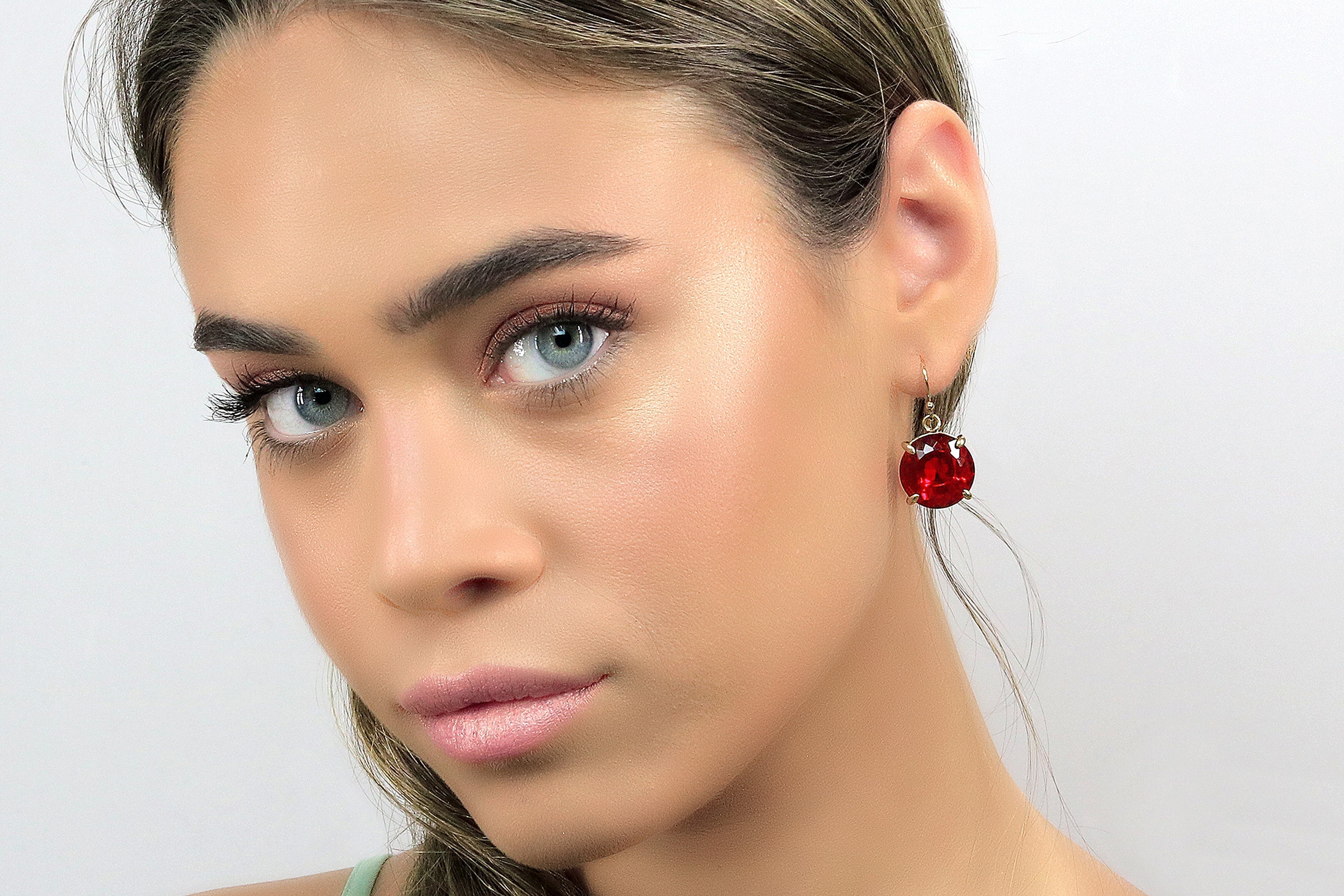 Statement Gold Filled Ruby Earrings Earrings Anemone Jewelry