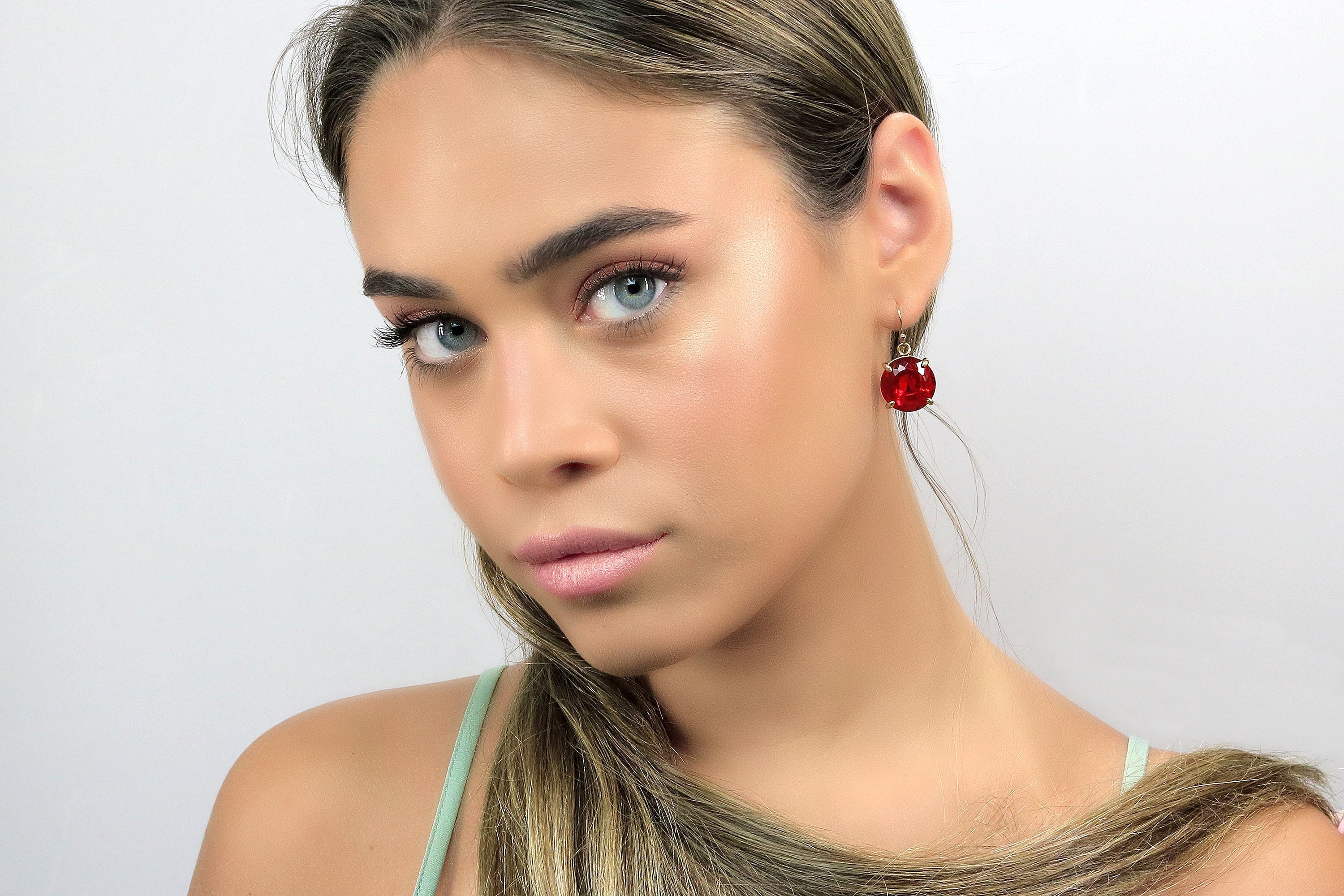 Statement Gold Filled Ruby Earrings Earrings Anemone Jewelry