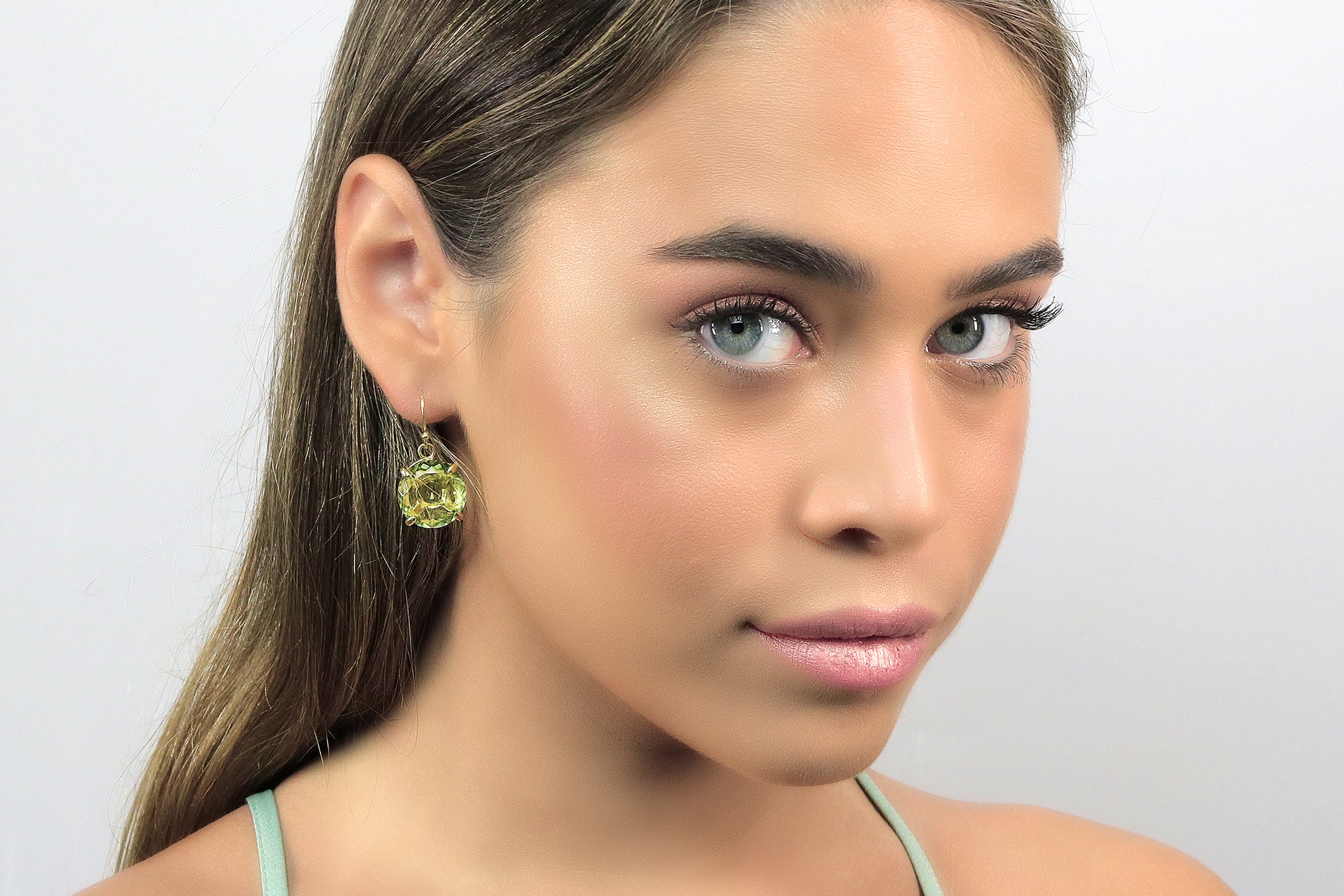 Stylish Yellow Quartz Earrings in Gold Earrings Anemone Jewelry