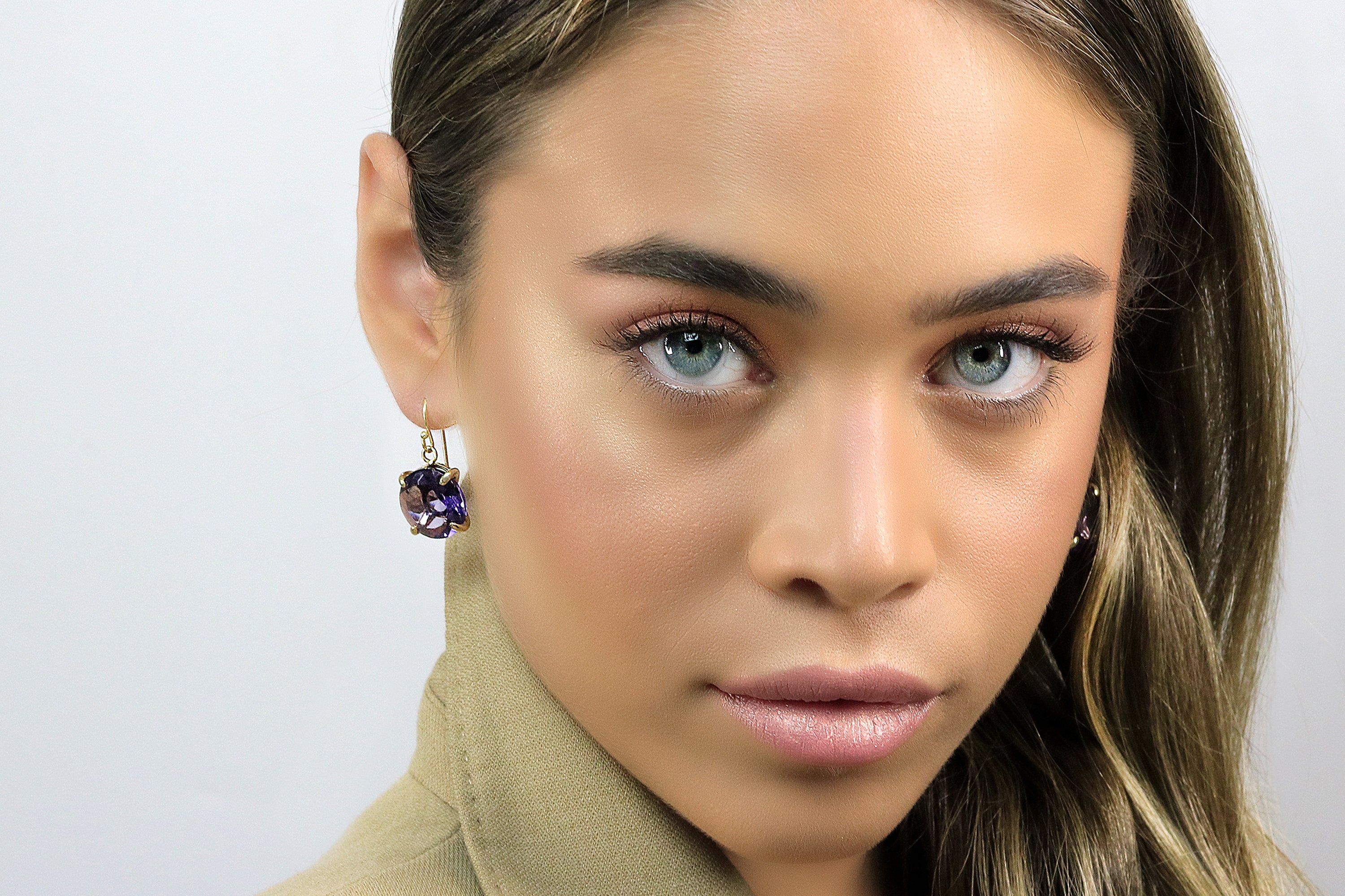 Vibrant Amethyst Gold Filled Earrings Earrings Anemone Jewelry