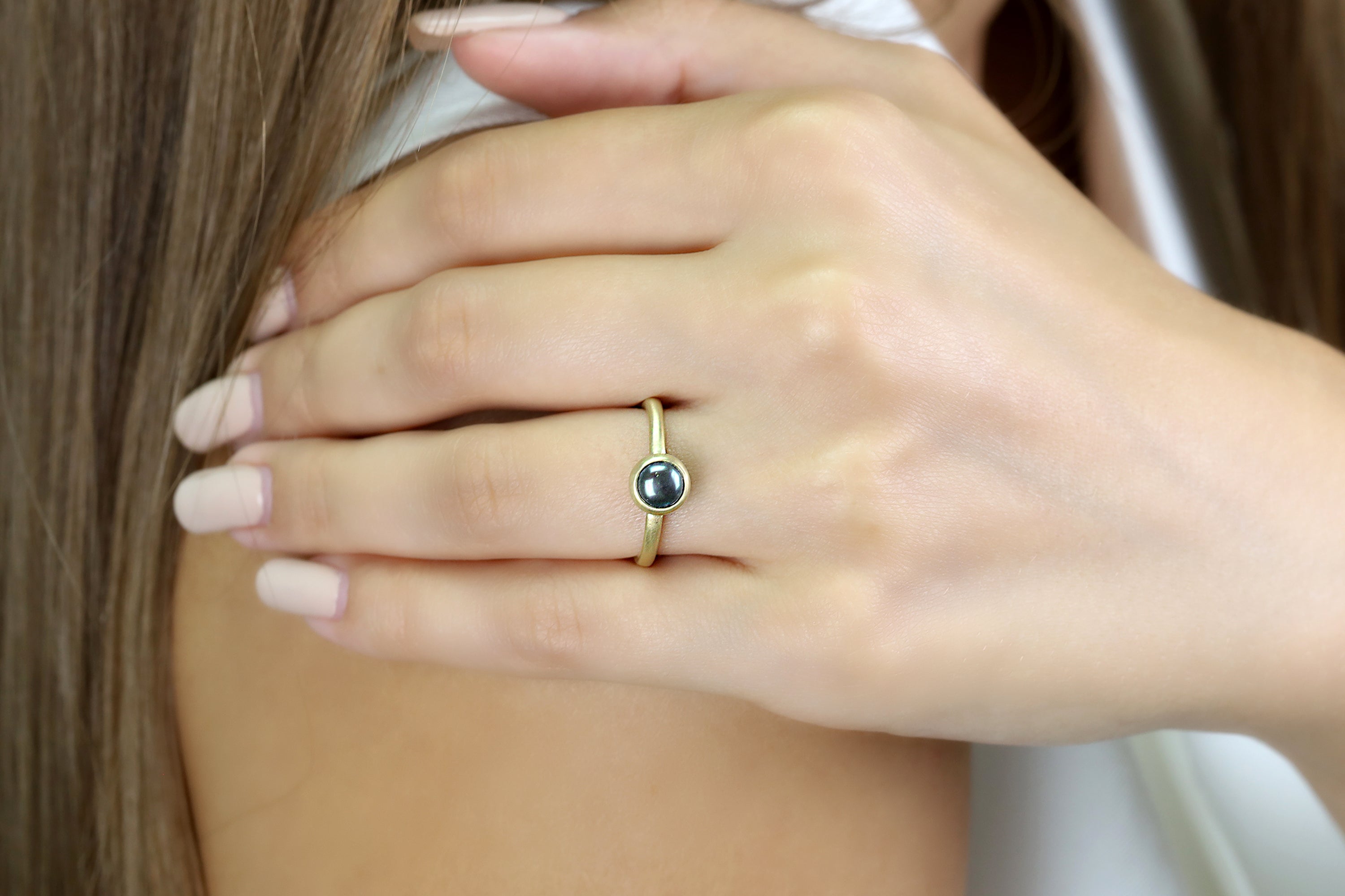 Black Pearl Bezel 14k Gold Ring Rings Anemone Limited