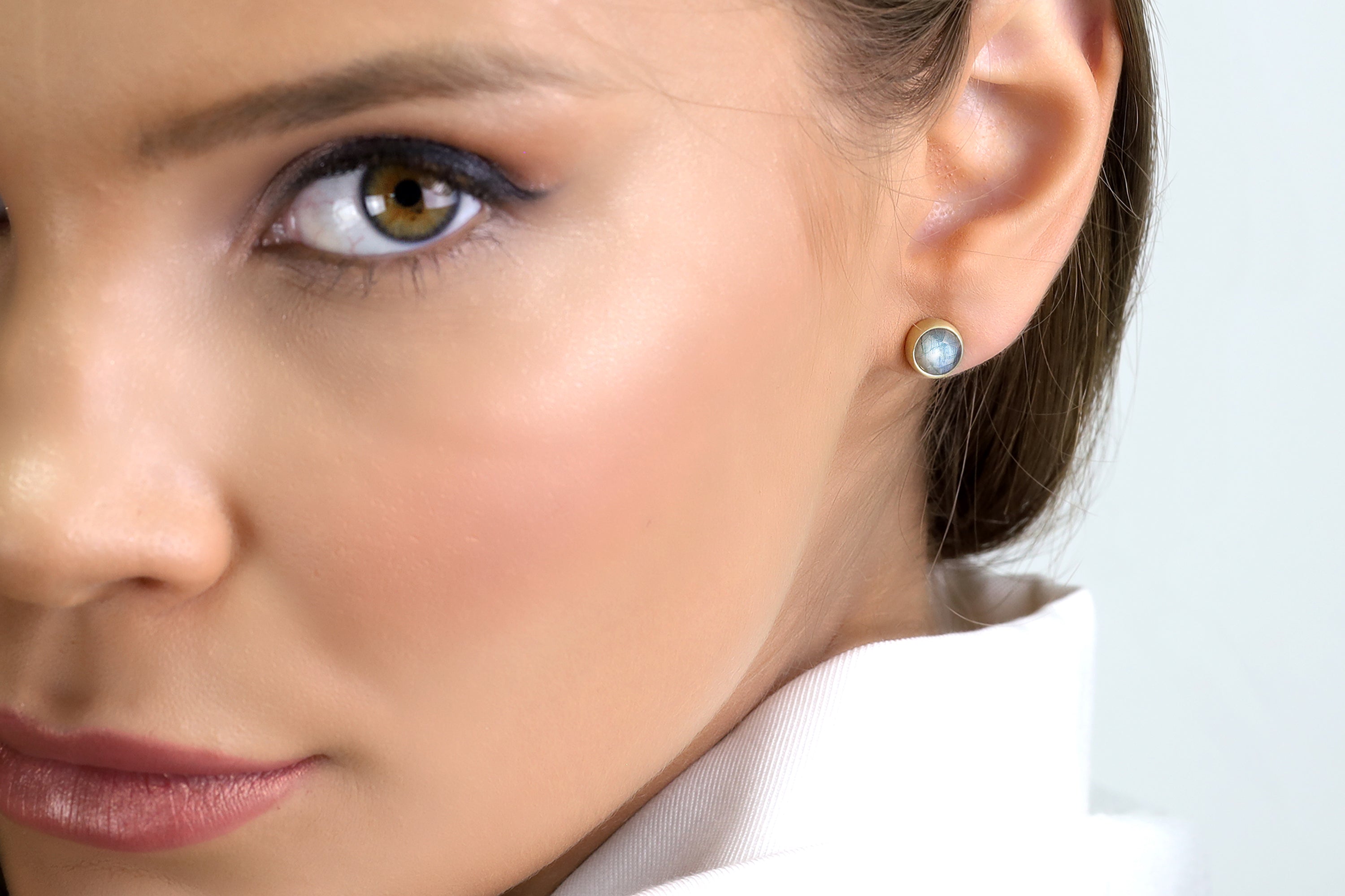 Mixed Flash Labradorite Gold Stud Earrings Earrings Anemone Limited