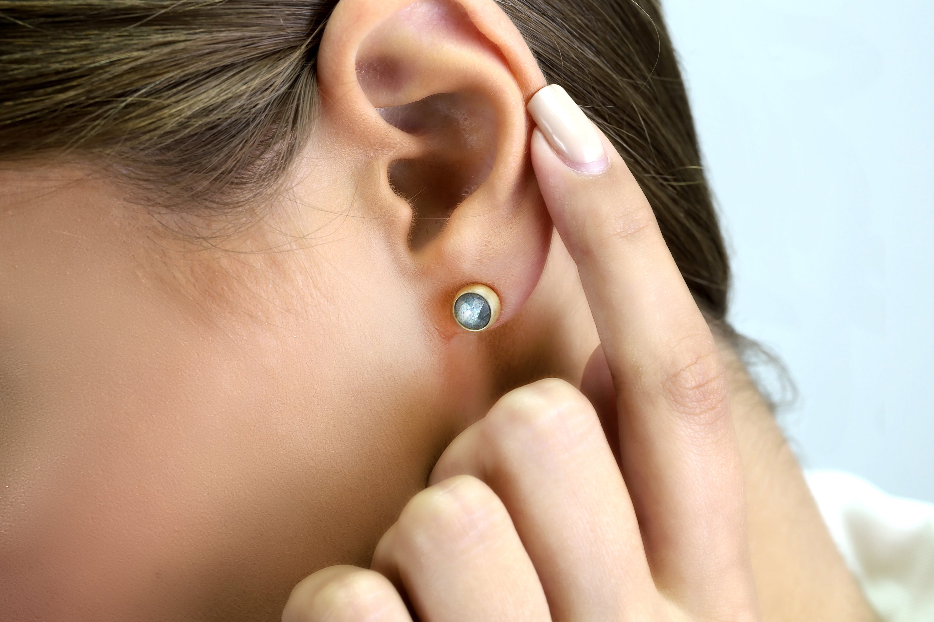 Mixed Flash Labradorite Gold Stud Earrings Earrings Anemone Limited