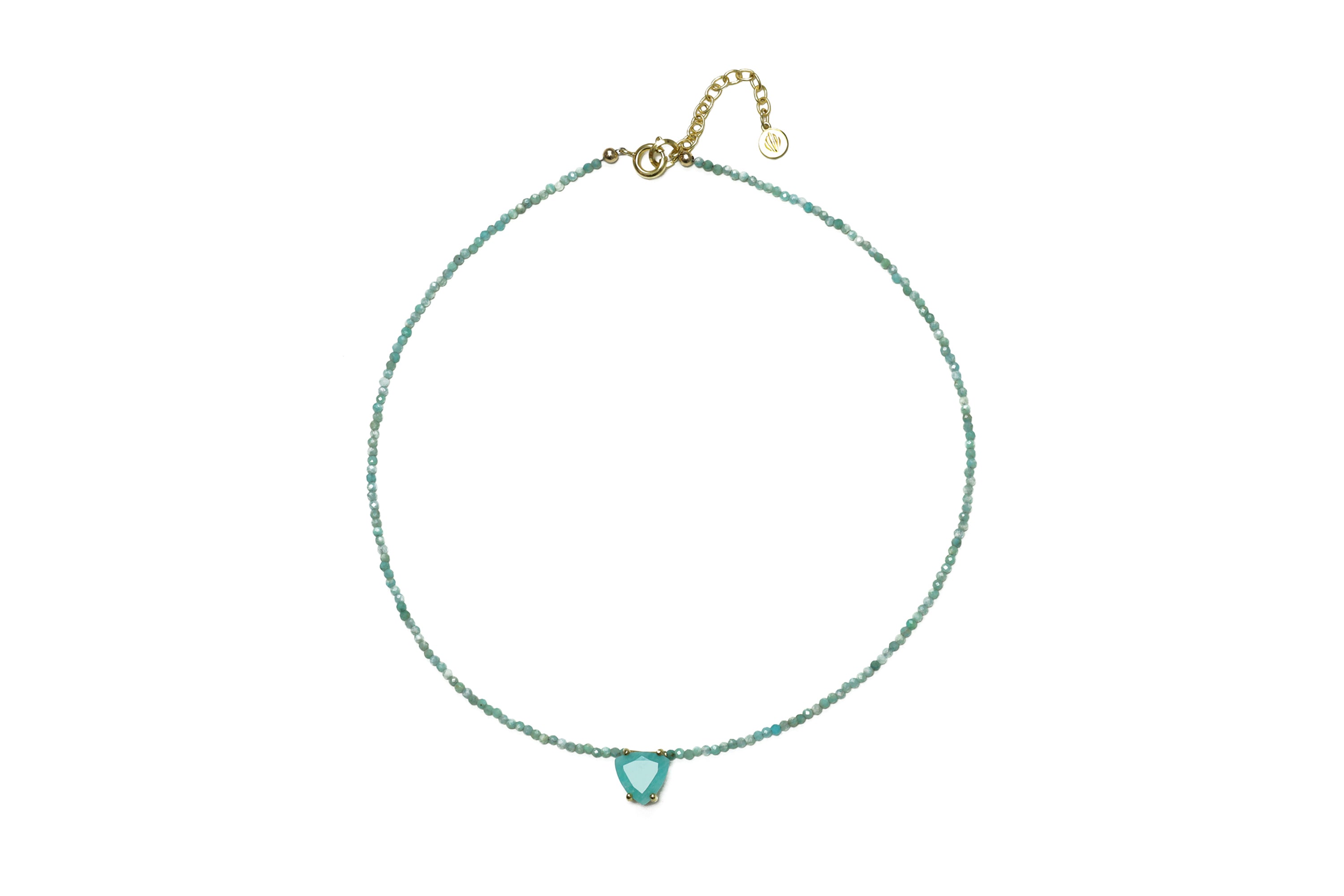 Amazonite Trillion Cut Pendant Gold Necklace necklaces Anemone Unique