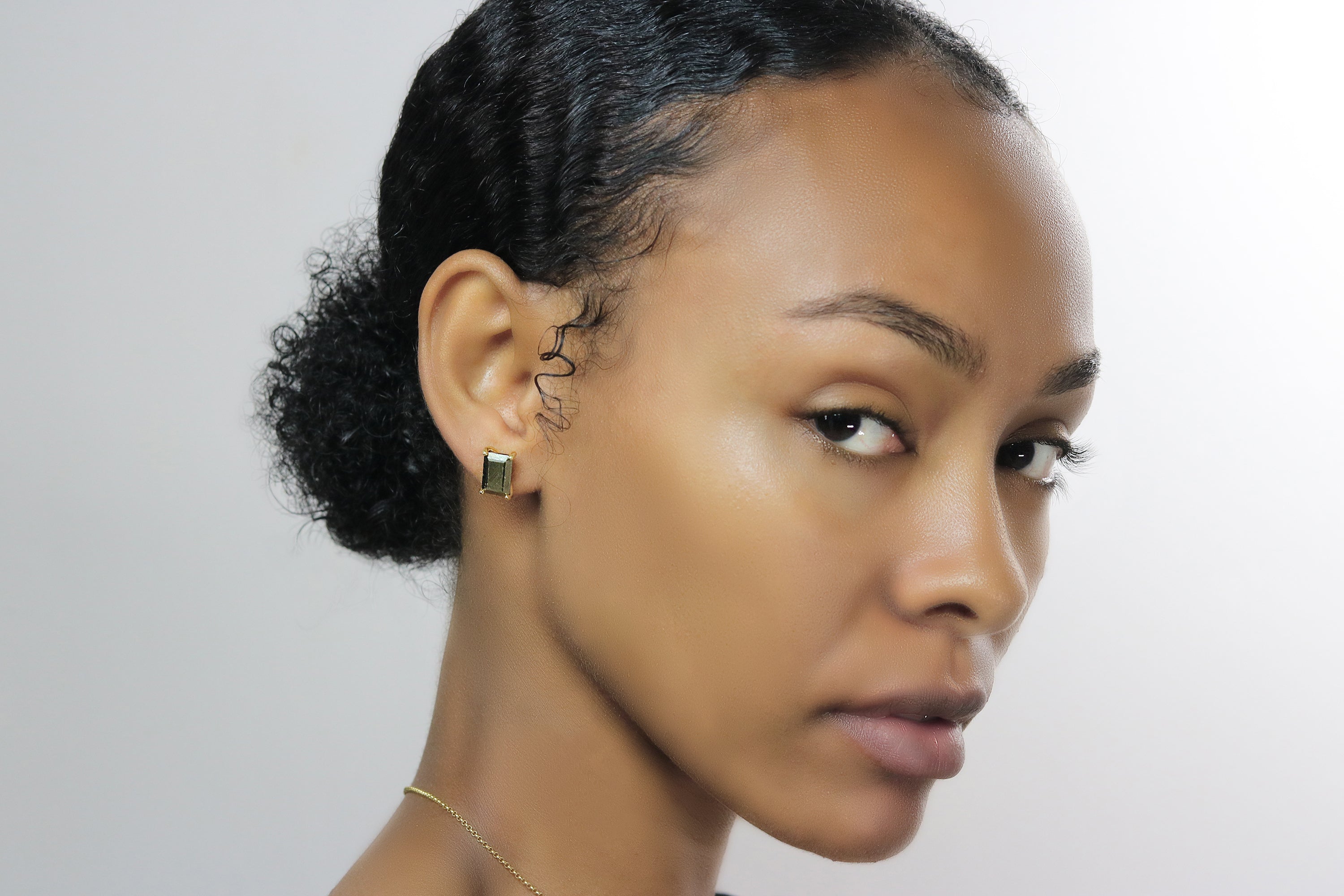 Adorable Iron Pyrite Stud Earrings in Gold Earrings Anemone Unique