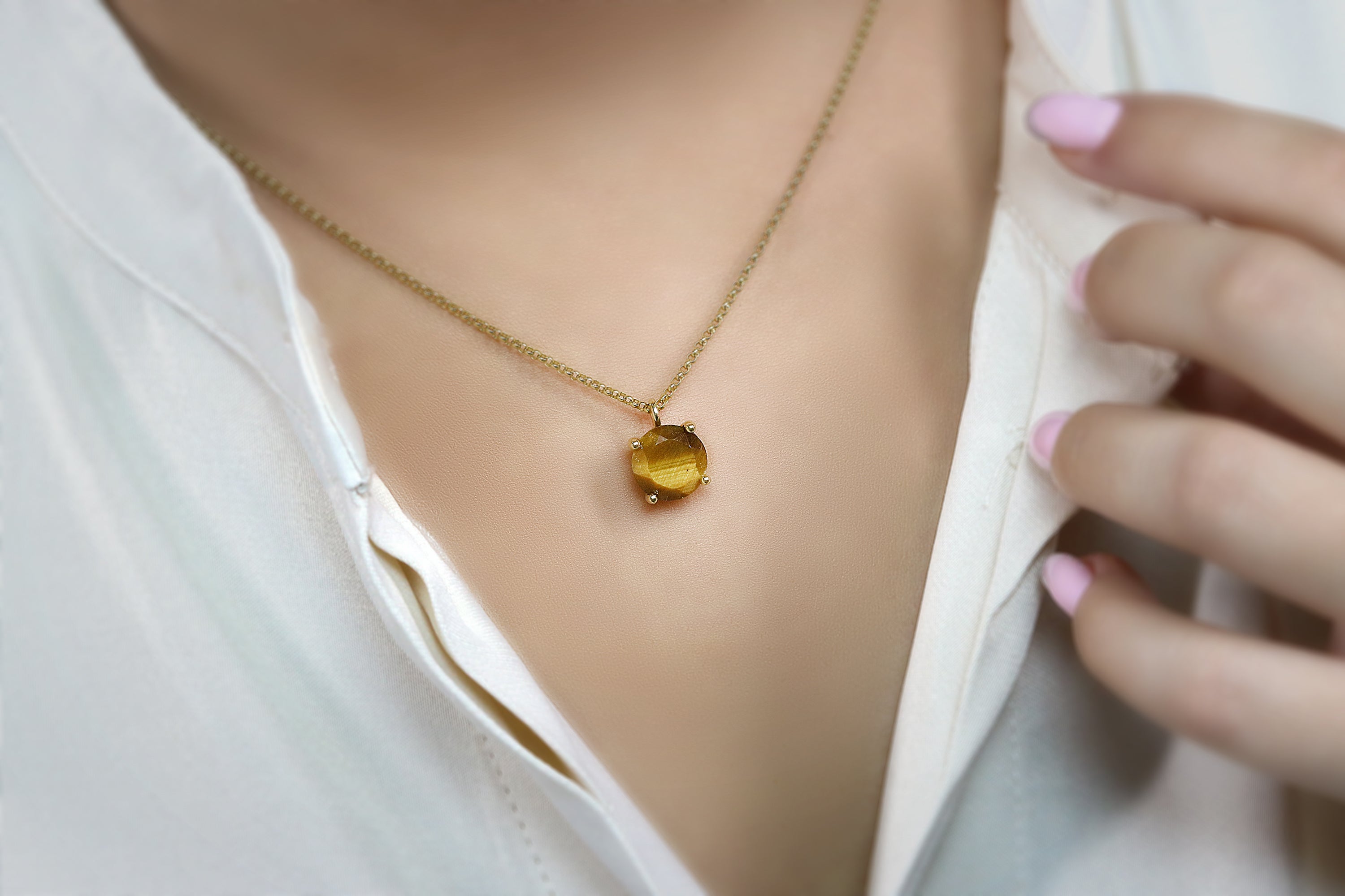 Unique Tiger Eye Gold Necklace necklaces Anemone Unique