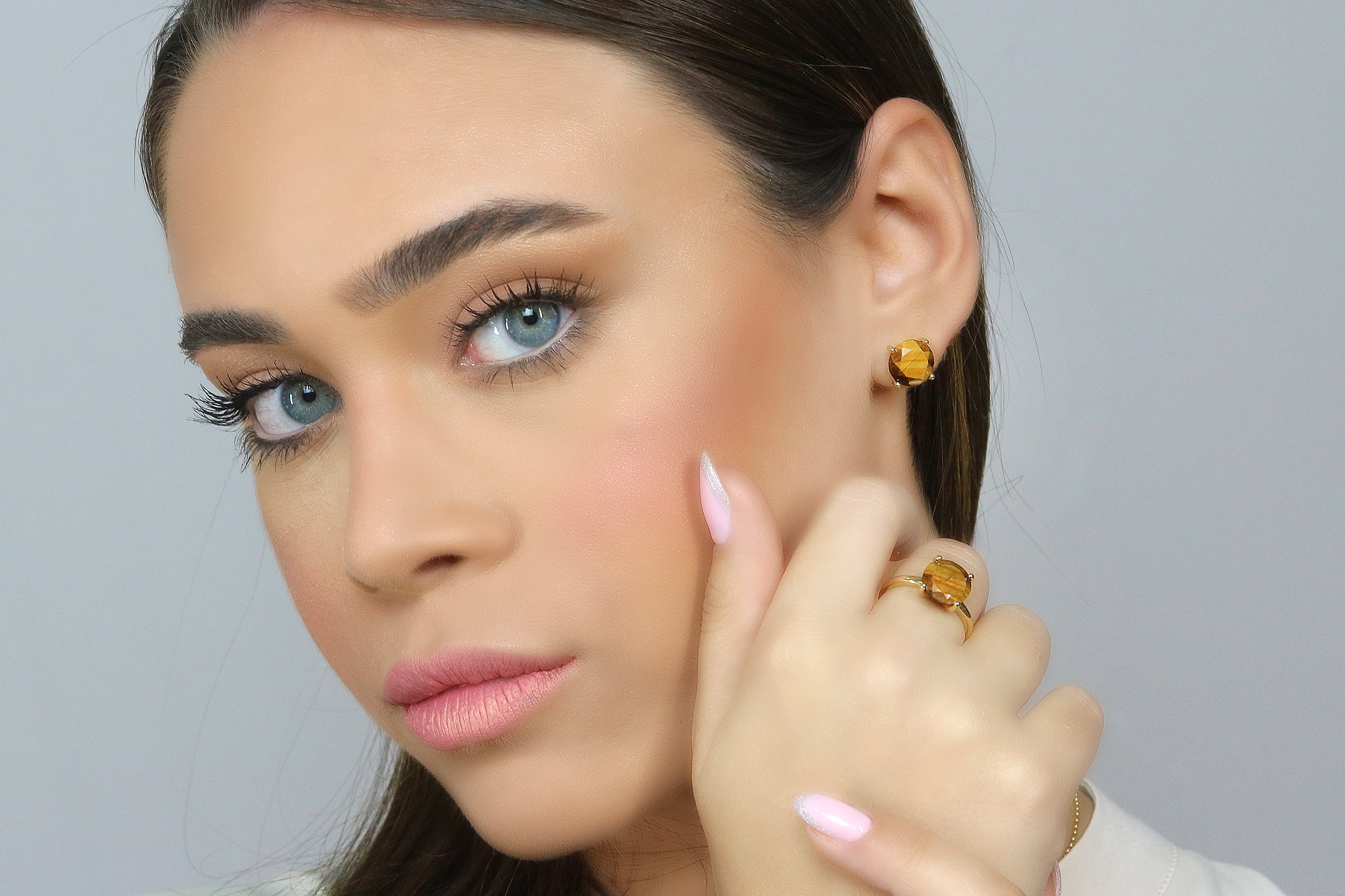 Contemporary Tiger Eye Sterling Silver Earrings Earrings Anemone Unique