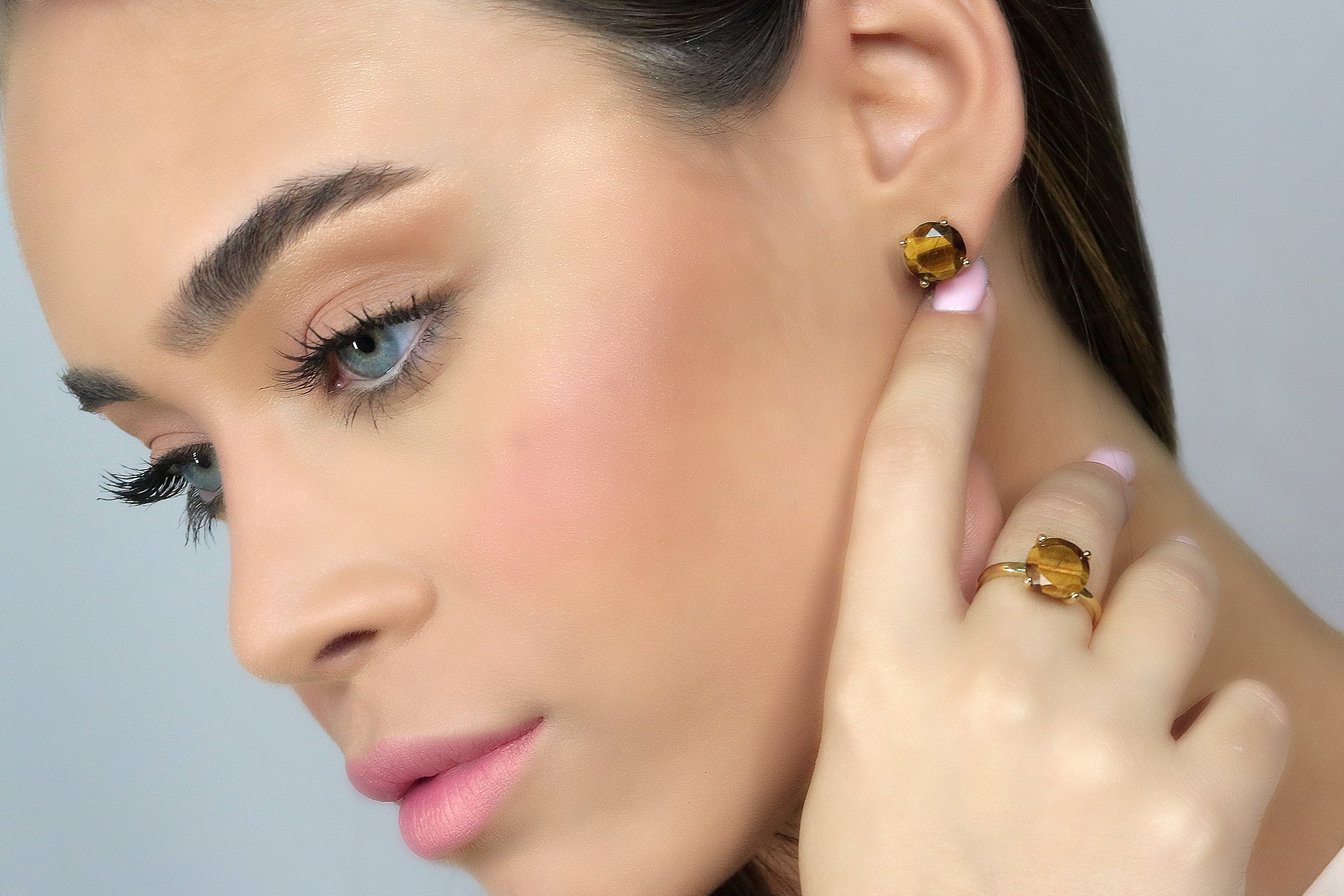 Contemporary Tiger Eye Sterling Silver Earrings Earrings Anemone Unique