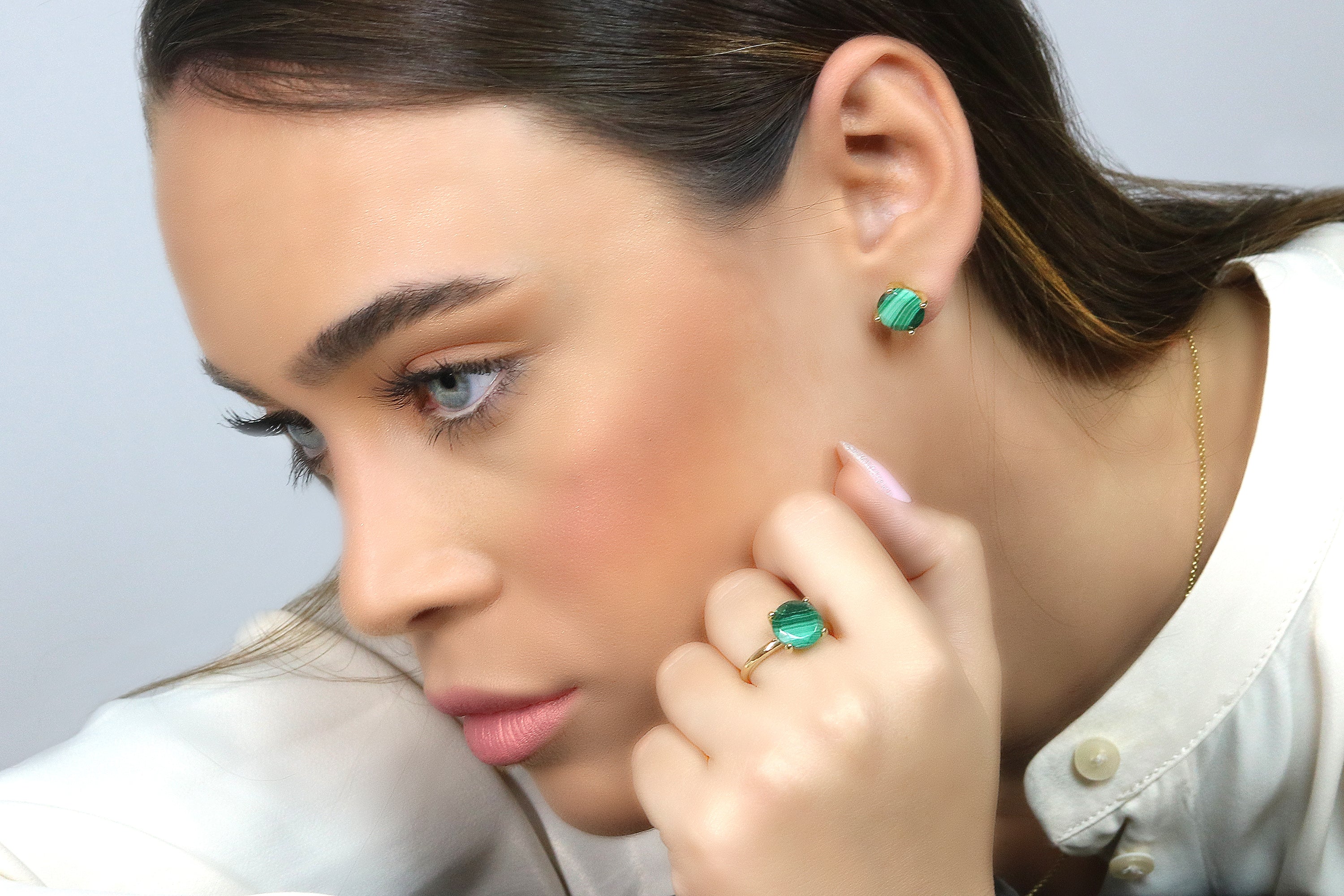 Unique Post Malachite Gold Earrings Earrings Anemone Unique