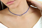Dainty Cubic Zirconia Charm Necklace with Lapis Lazuli Beads necklaces Anemone Unique