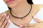 Gold Onyx Round Bezel Pendant Spinel Beaded Necklace necklaces Anemone Limited
