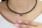 Gold Onyx Round Bezel Pendant Spinel Beaded Necklace necklaces Anemone Limited