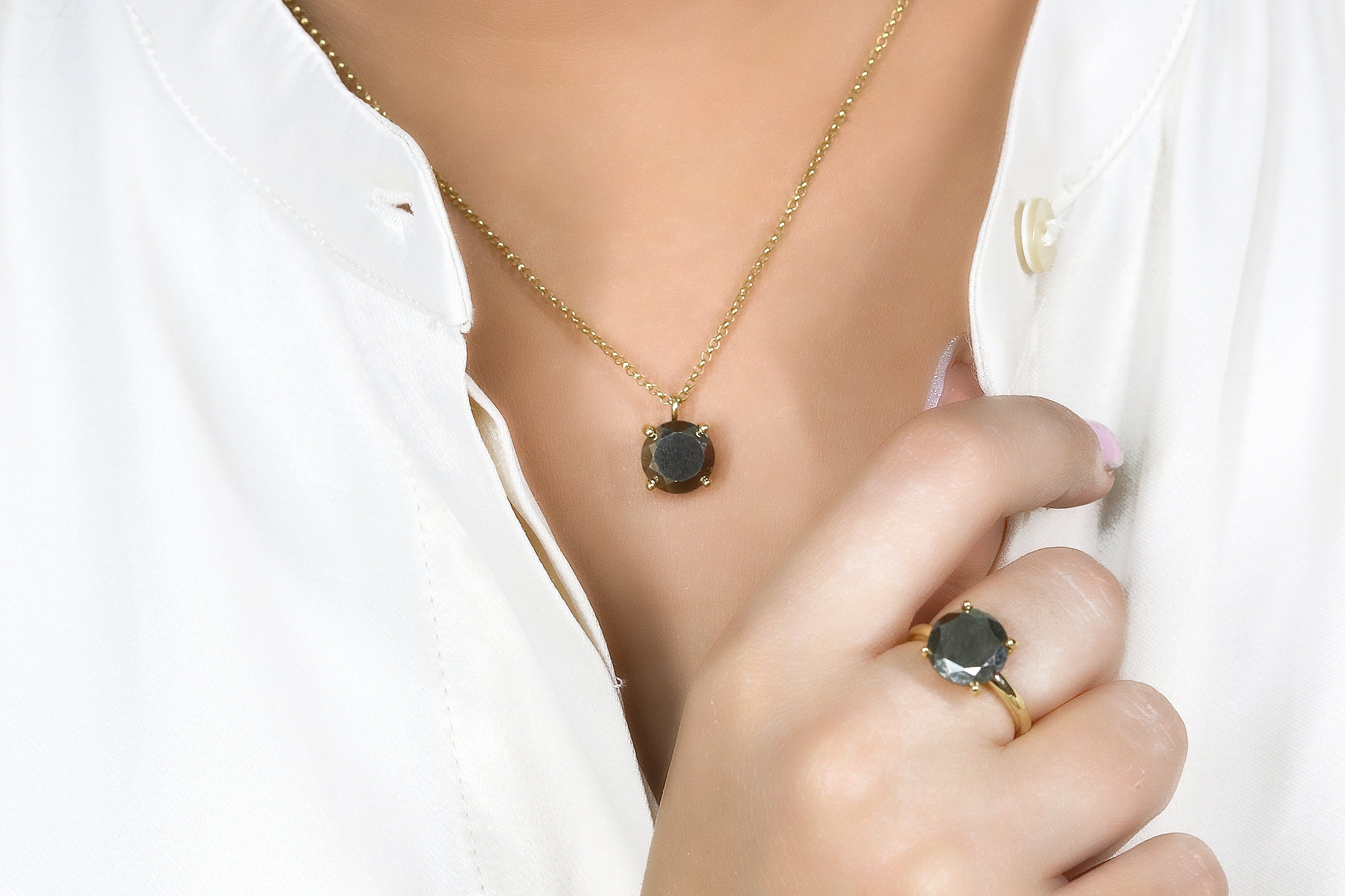 Iron Pyrite Pendant Necklace in Gold necklaces Anemone Unique