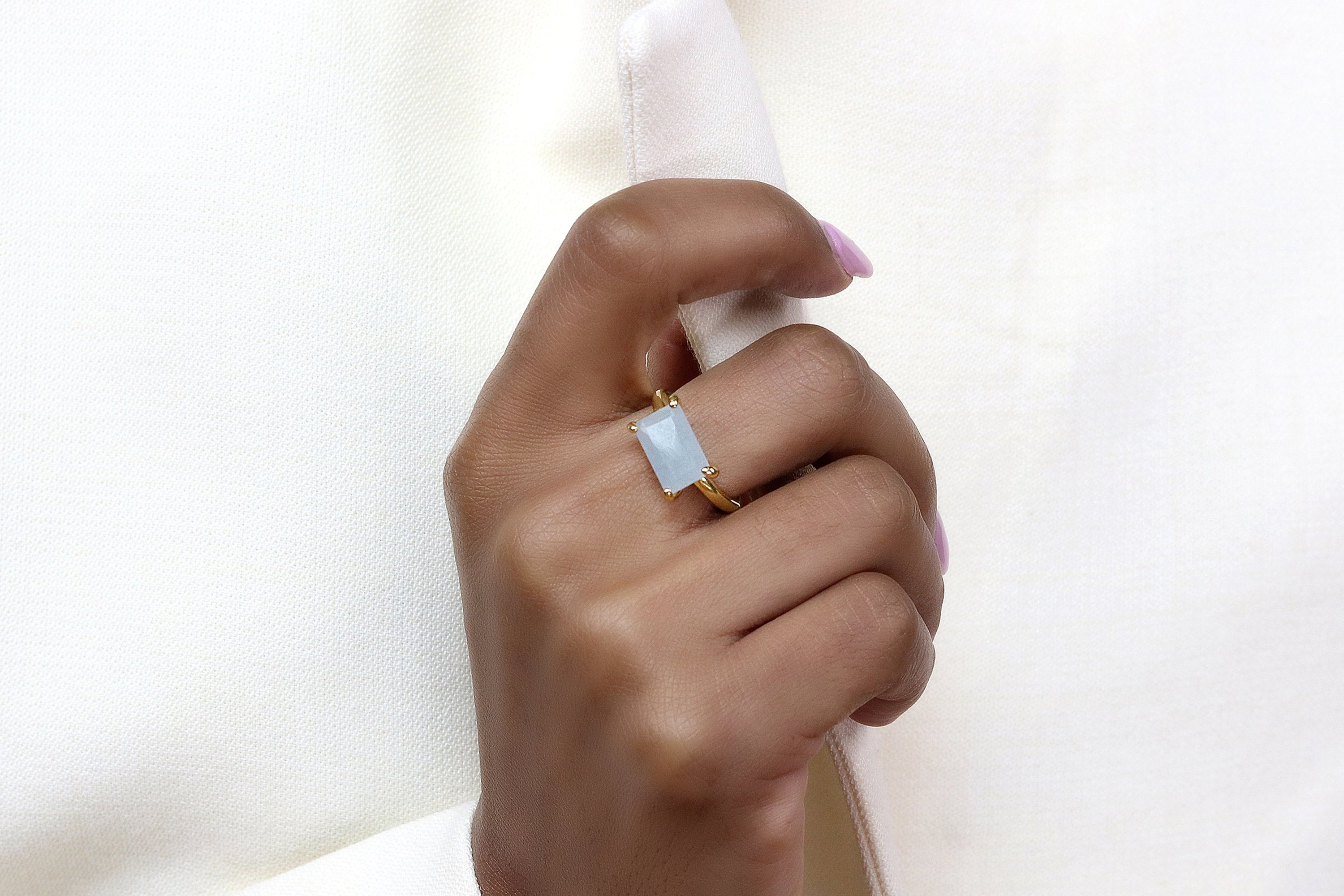 Simple Aquamarine Gemstone Gold Ring Rings Anemone Unique