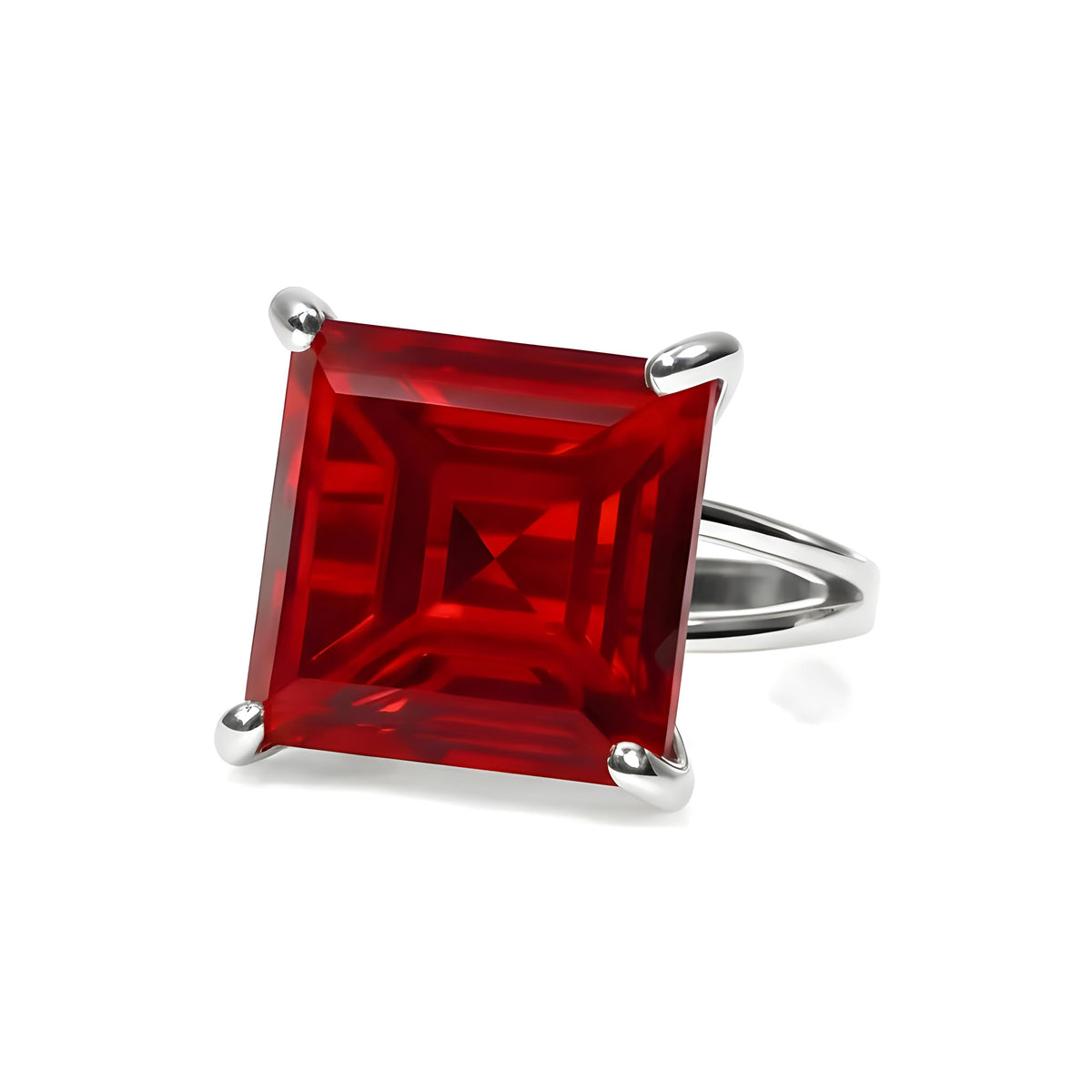 Square Cut Ruby Ring in 925 Sterling Silver – Anemone Jewelry