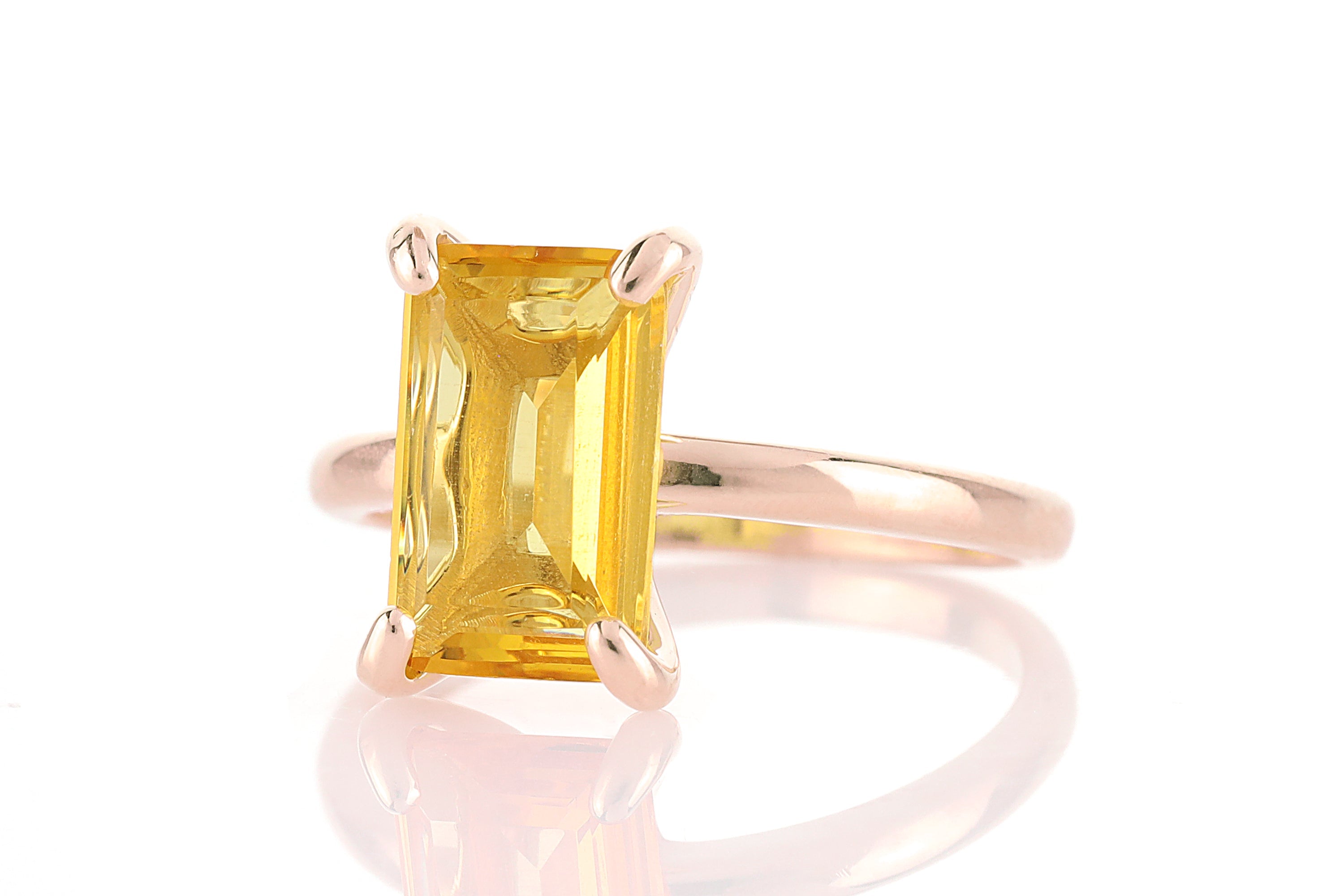 14k Rose Gold Rectangle Citrine Ring Rings Anemone Unique