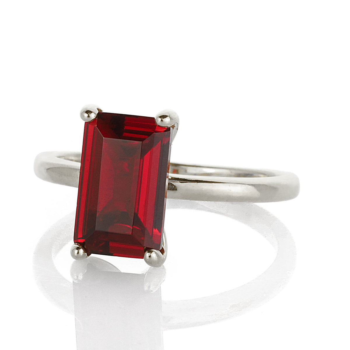 Artisan Rectangle Garnet Sterling Silver Ring – Anemone Jewelry